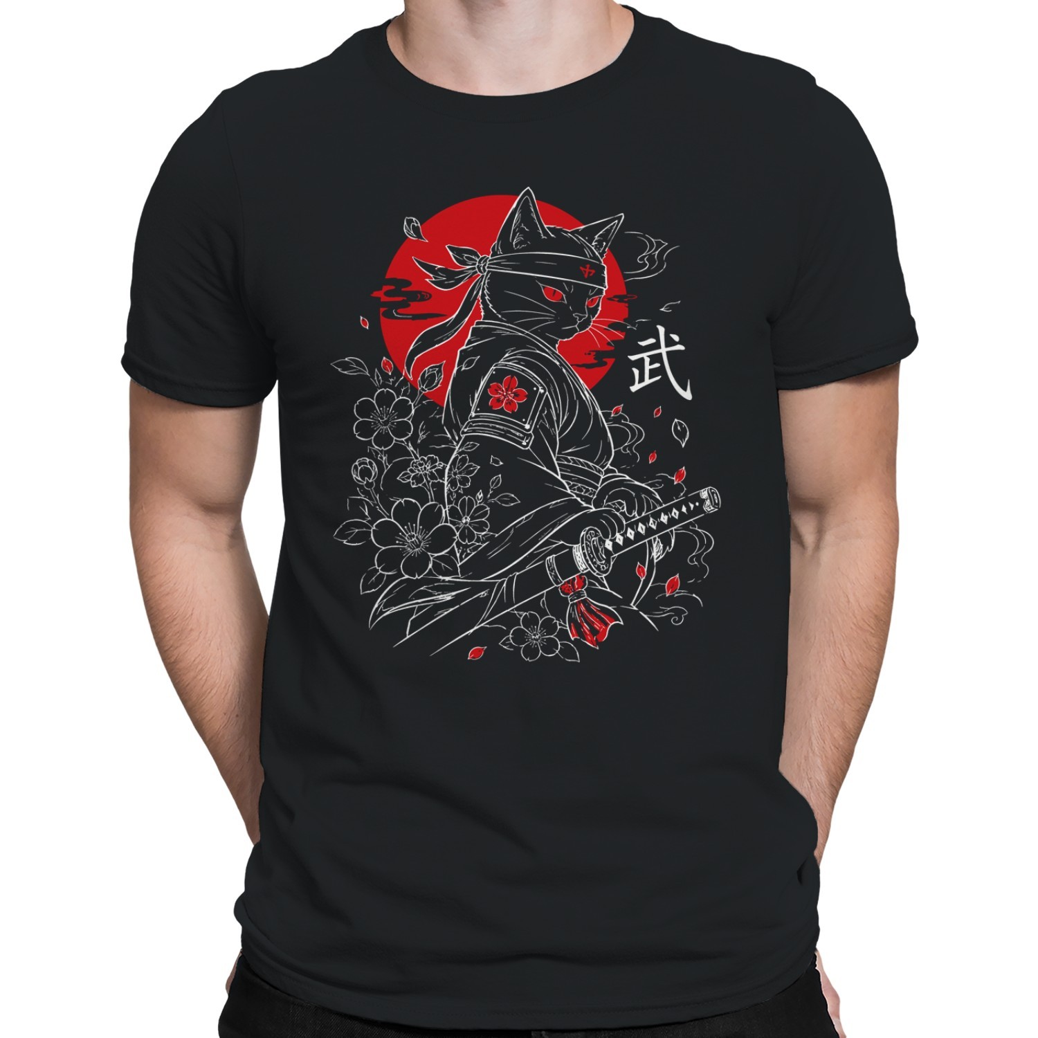 Samurai Cat with Katana Men’s T-shirt