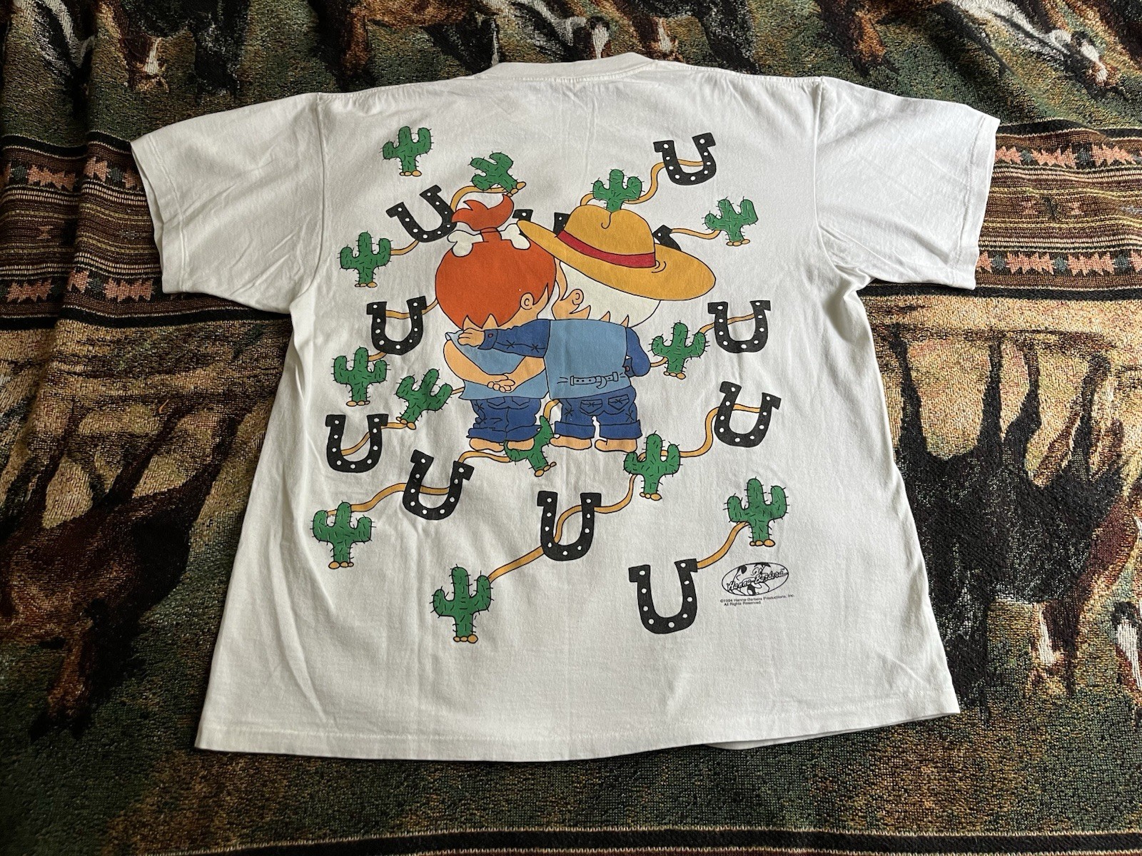 Vintage 1994 AOP Bam-Bam & Pebbles Western T-Shirt