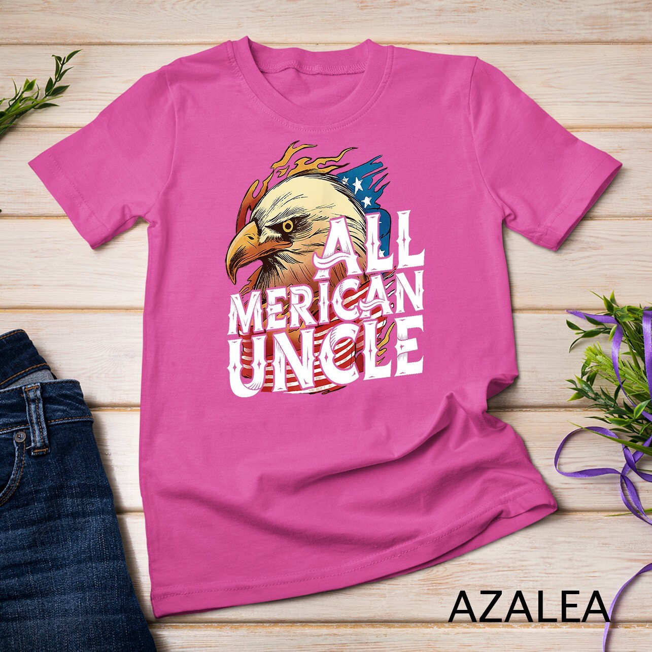 Mens All Merican Uncle 4th of July Day Eagle USA Flag American Unisex T-shirt