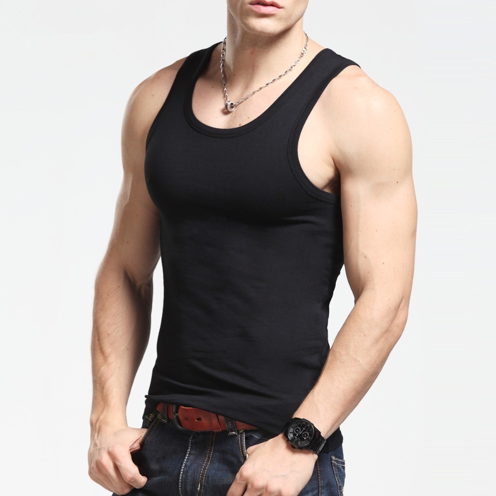 3-6 Packs Mens 100% Cotton Tank Top A-Shirt Wife-Beater Undershirt Ribbed Black