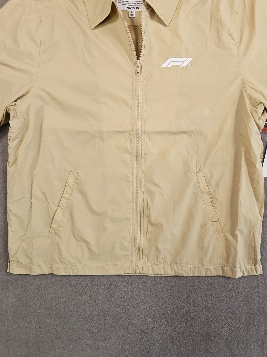 Formula 1 x PacSun Eco Team Zip Up Shirt Tan Size Large SOLD OUT