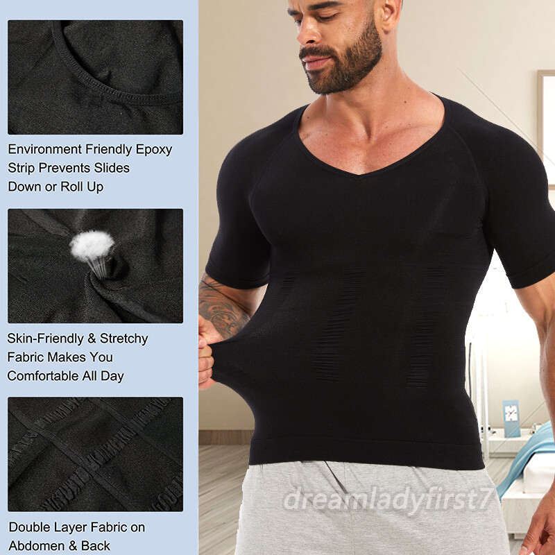 Men Slimming Body Compression Vest T-Shirt Firm Tummy Control Body Shaper Tops