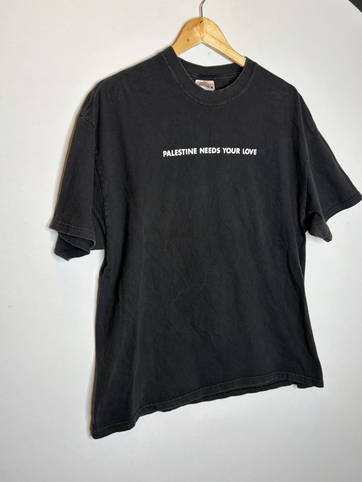 Vintage 90s Palestine Needs Your Love T Shirt Black Hanes Beefy Sz XL