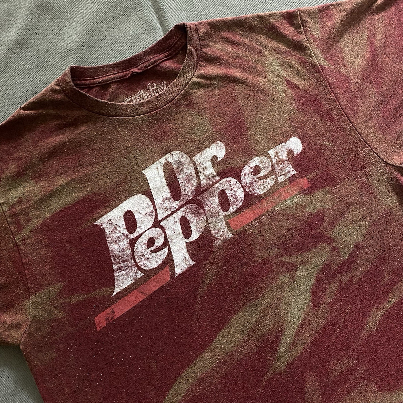 2010s Tee Luv Dr. Pepper T Shirt Mens Large Maroon Bleach Dye Soda Pop Promo