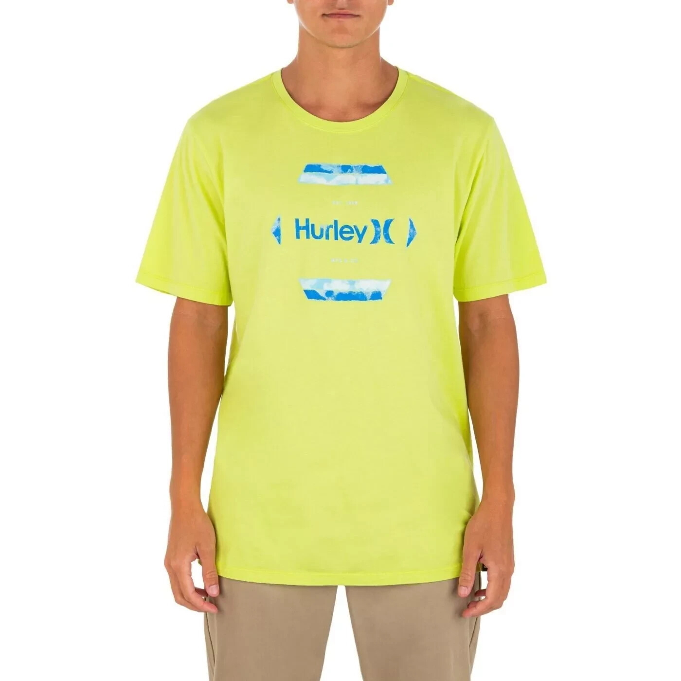 Hurley Men’s Natural Short Sleeve Graphic T-Shirt Large – Volt