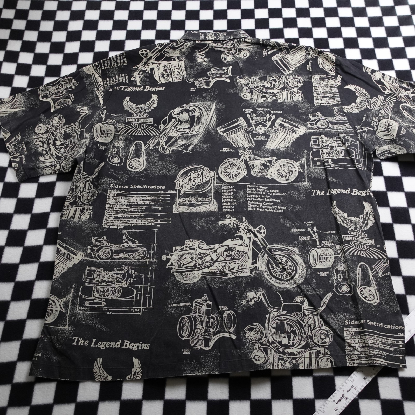 Vintage Harley Davison biker Hawaiian style all over print button up Shirt 2XL