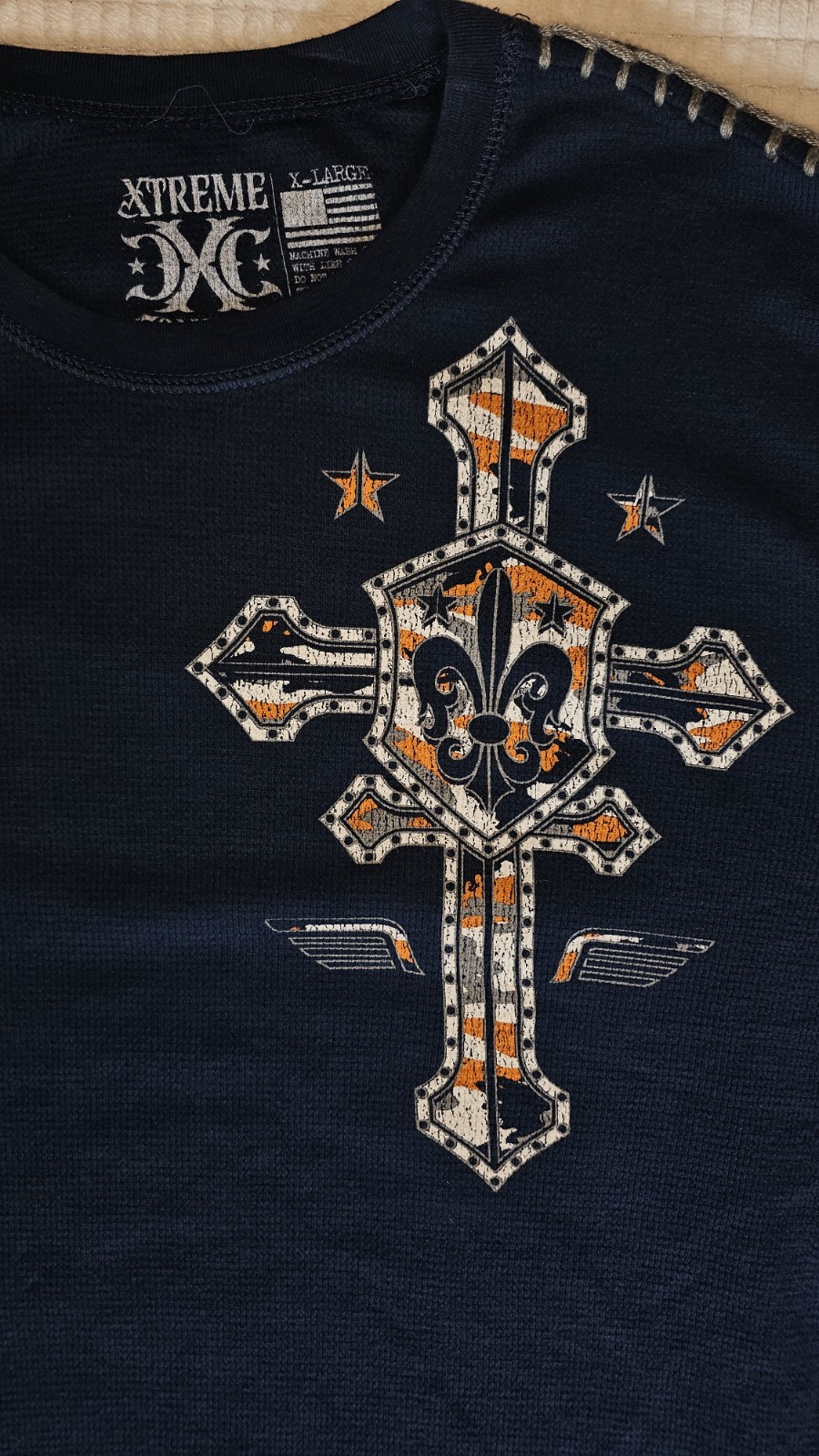Xtreme Couture AFFLICTION Men’s Thermal SOLDIER OF FAITH Biker Wings XL