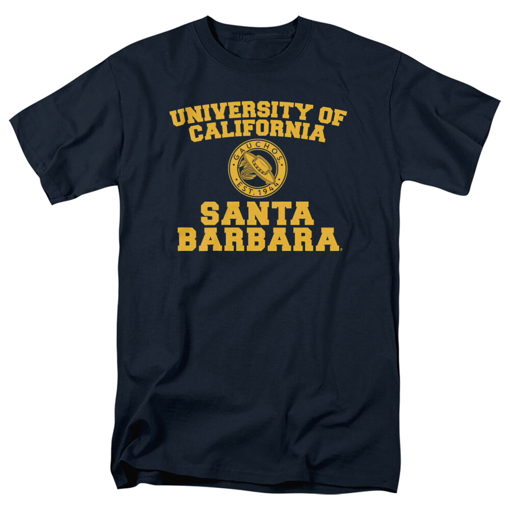 University of California Santa Barbara Adult T-Shirt Circle Logo, Navy, S-5XL
