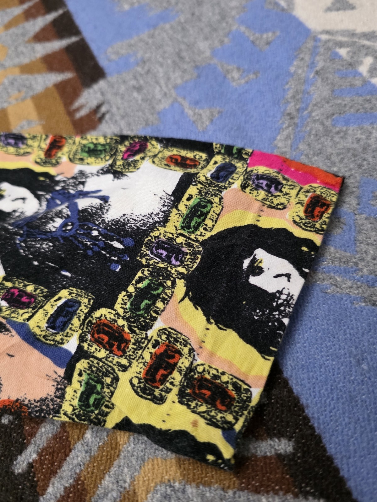 Vintage Michiko Koshino Pop Art Portrait All Over Print Long Sleeve Shirt Mens M
