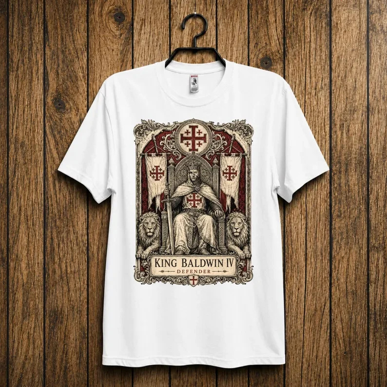 Crusader Knight Shirt, King Baldwin IV Warrior Tshirt, Templar Battle Tee