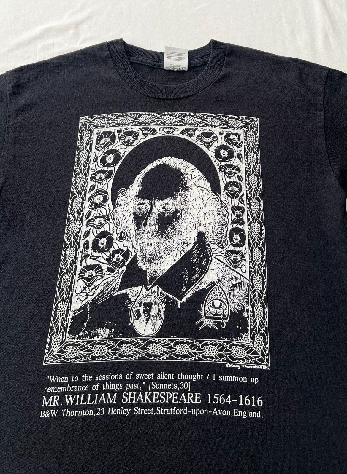 Vintage 90s William Shakespeare English Poet Playwright Black T-shirt