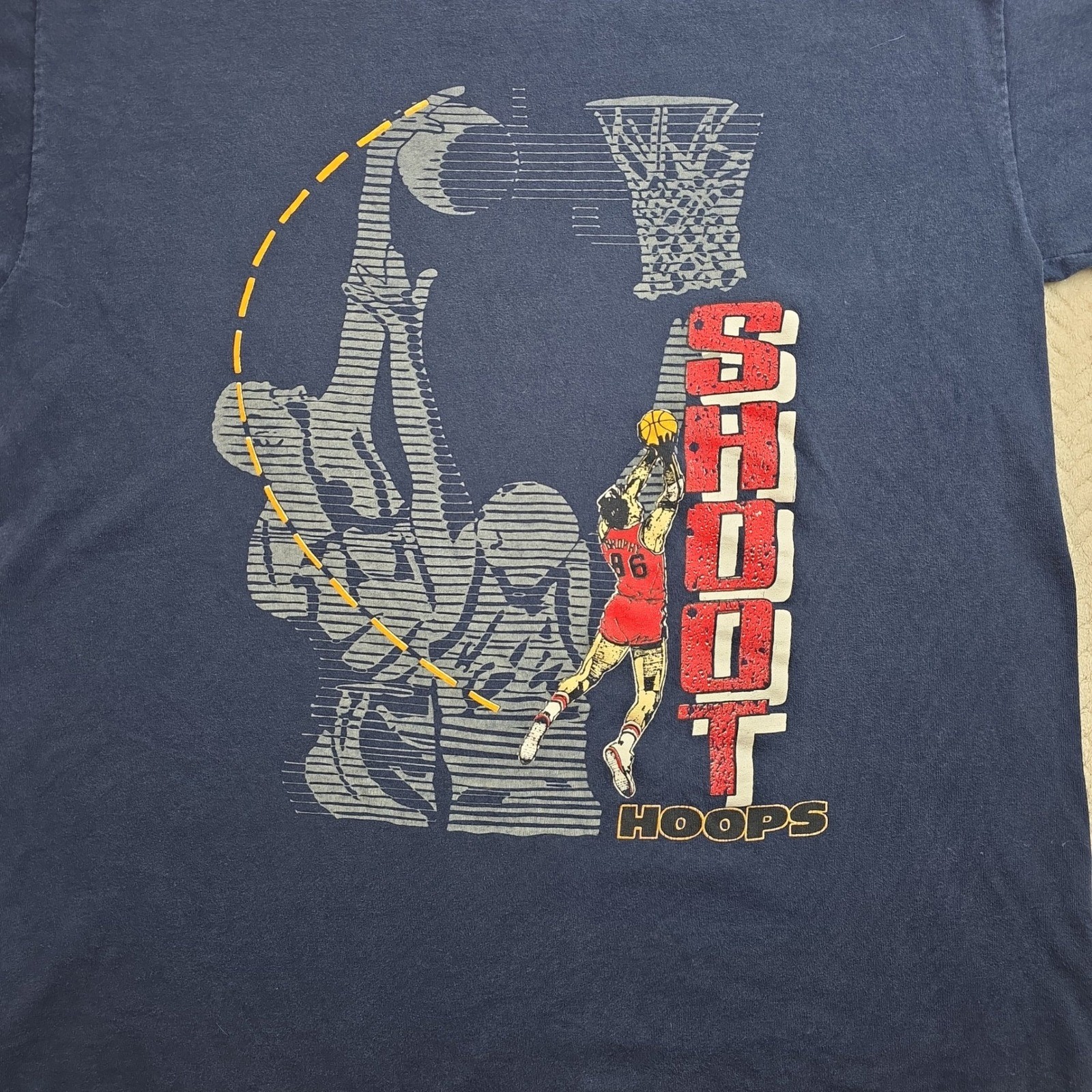 Vintage Shoot Hoops Basketball T-Shirt Navy Blue XL USA Made Kingstree Classic