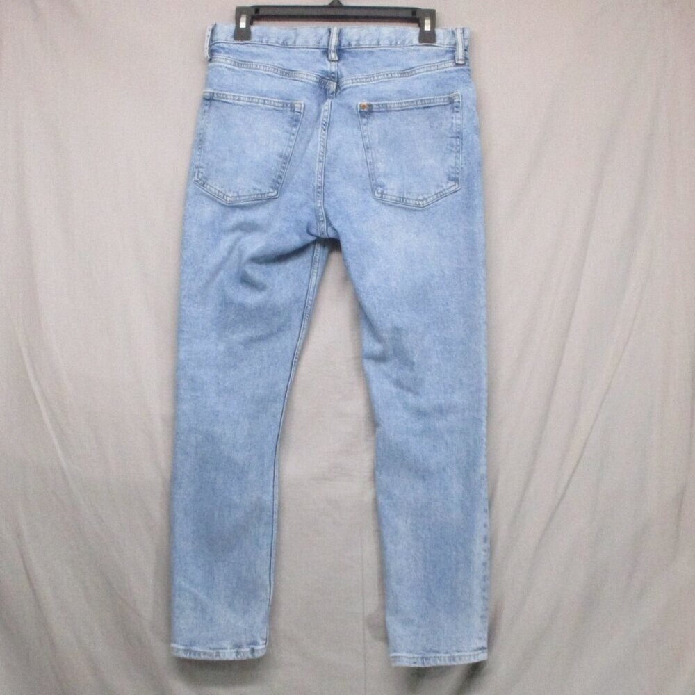 & Denim Slim Taper Cropped Distressed Light Blue Jeans Men Size | 32 / 32