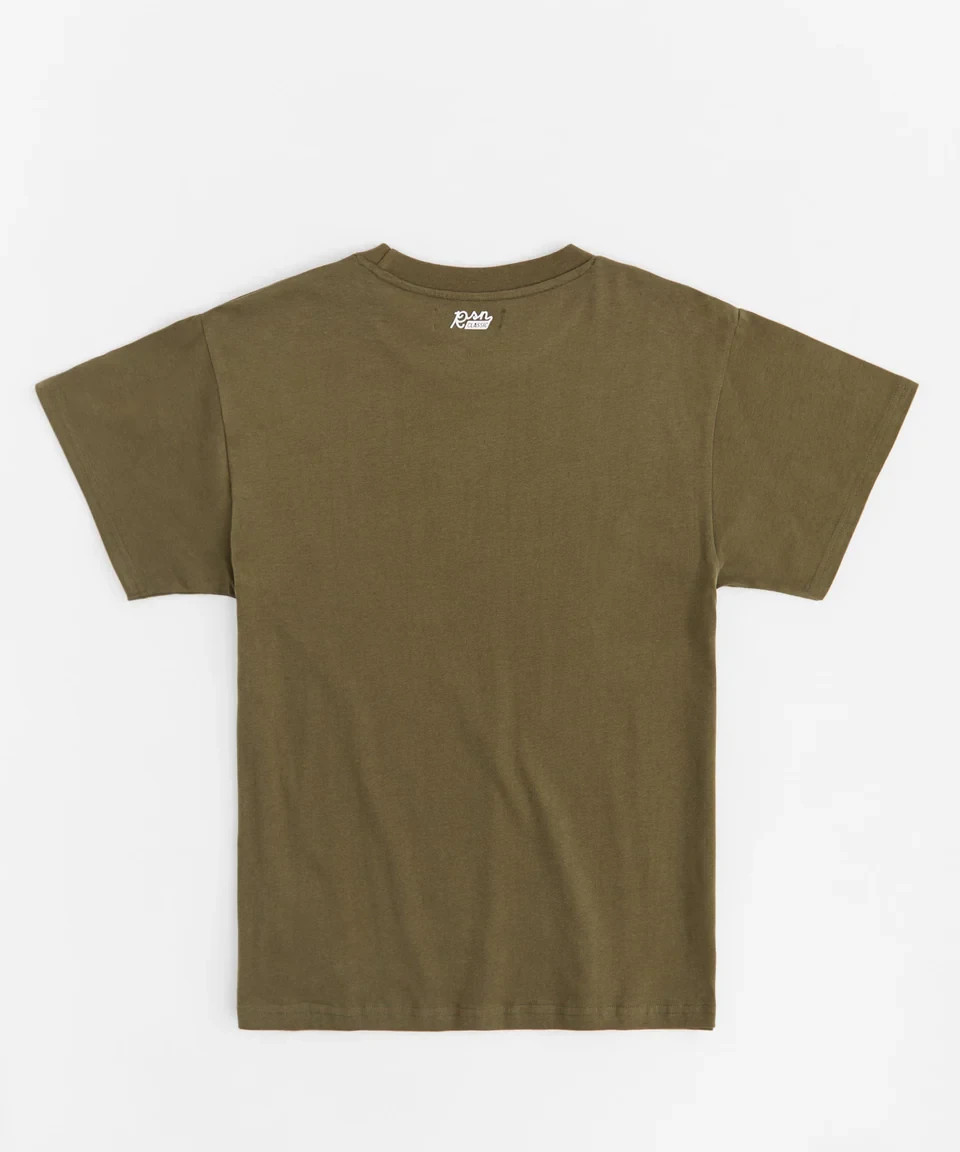 Men Heavyweight Cotton Oversized Loose Fit Short Sleeves Olive Size X-Large