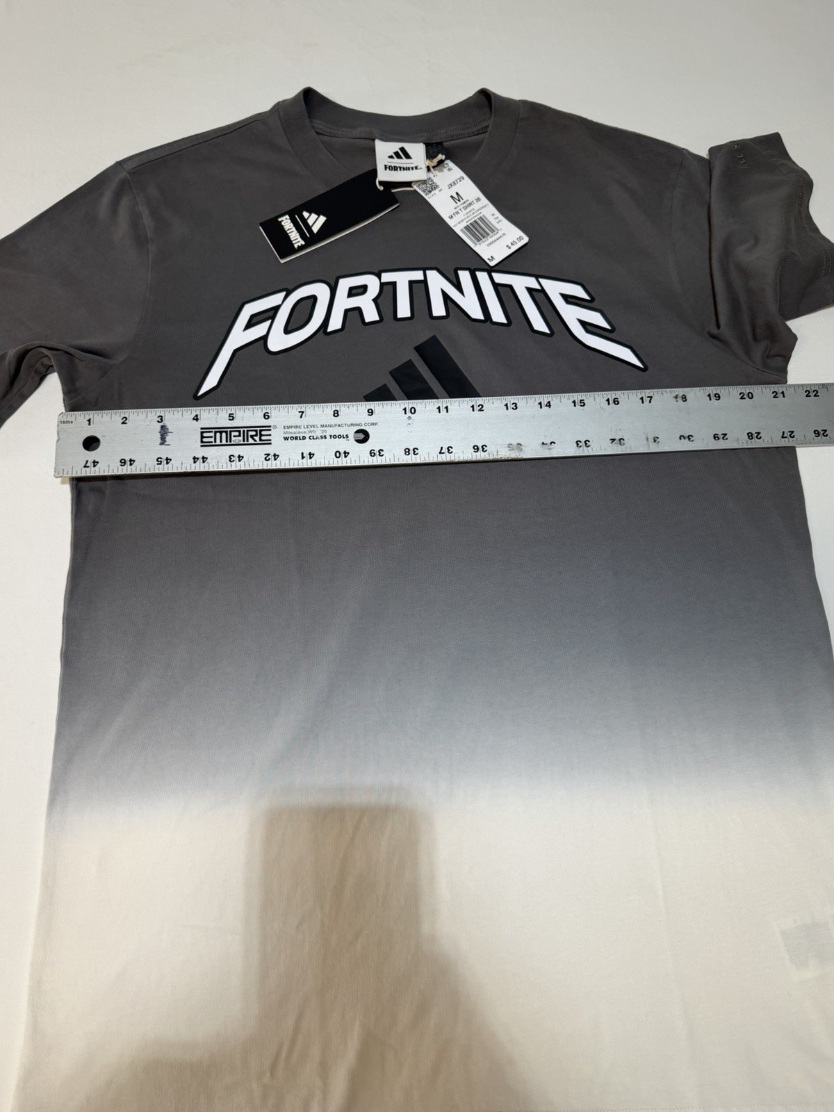 NEW Adidas Fortnite Gradient T Shirt JX8729 Men’s Size Medium Grey Black White