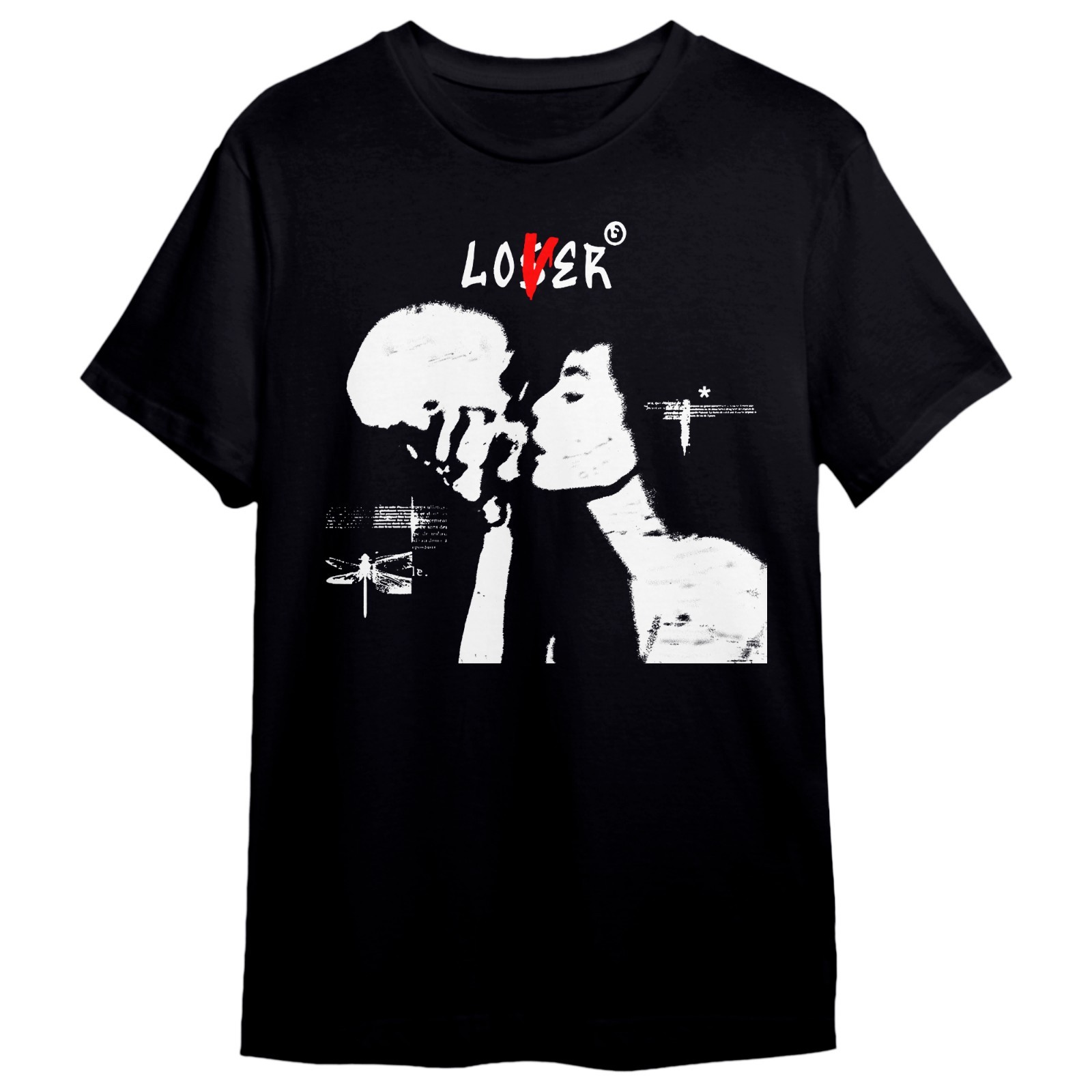 Lover Loser Skull Kiss Lover Print Casual Digital Print 220g Pure Heavy