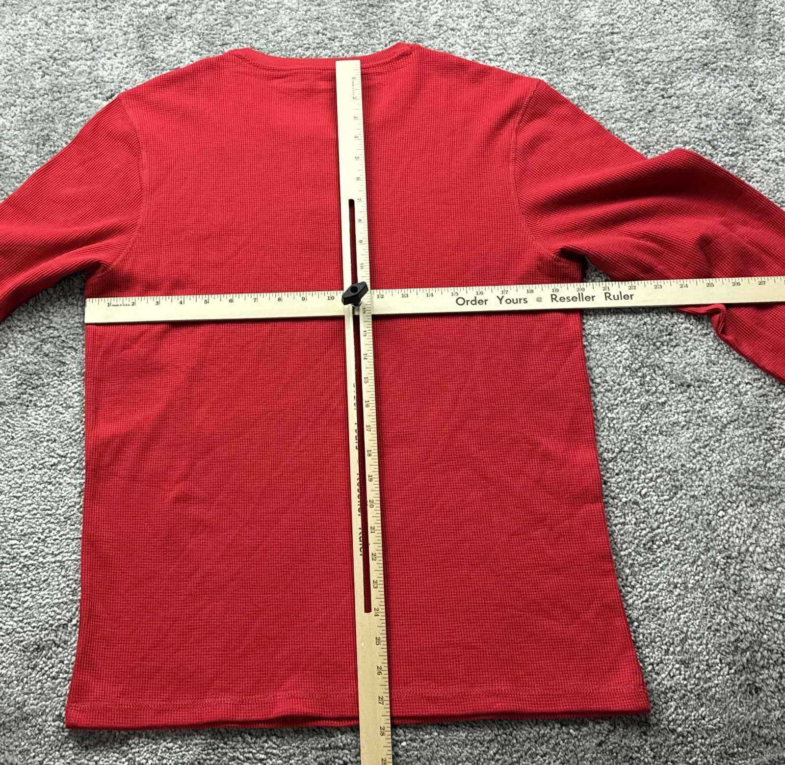 Tommy Hilfiger Shirt Mens M Red Henley Long Sleeve Tagless Cotton/Poly