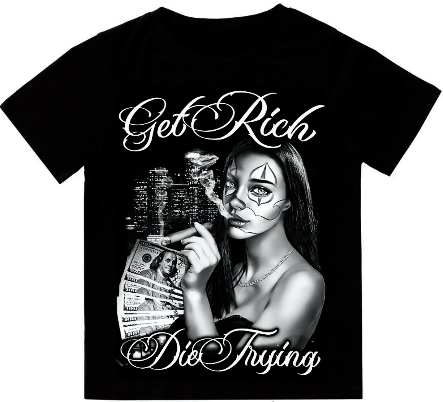 Get Rich Or Die Trying T-Shirt Print On Shaka Wear Heavyweight Tee
