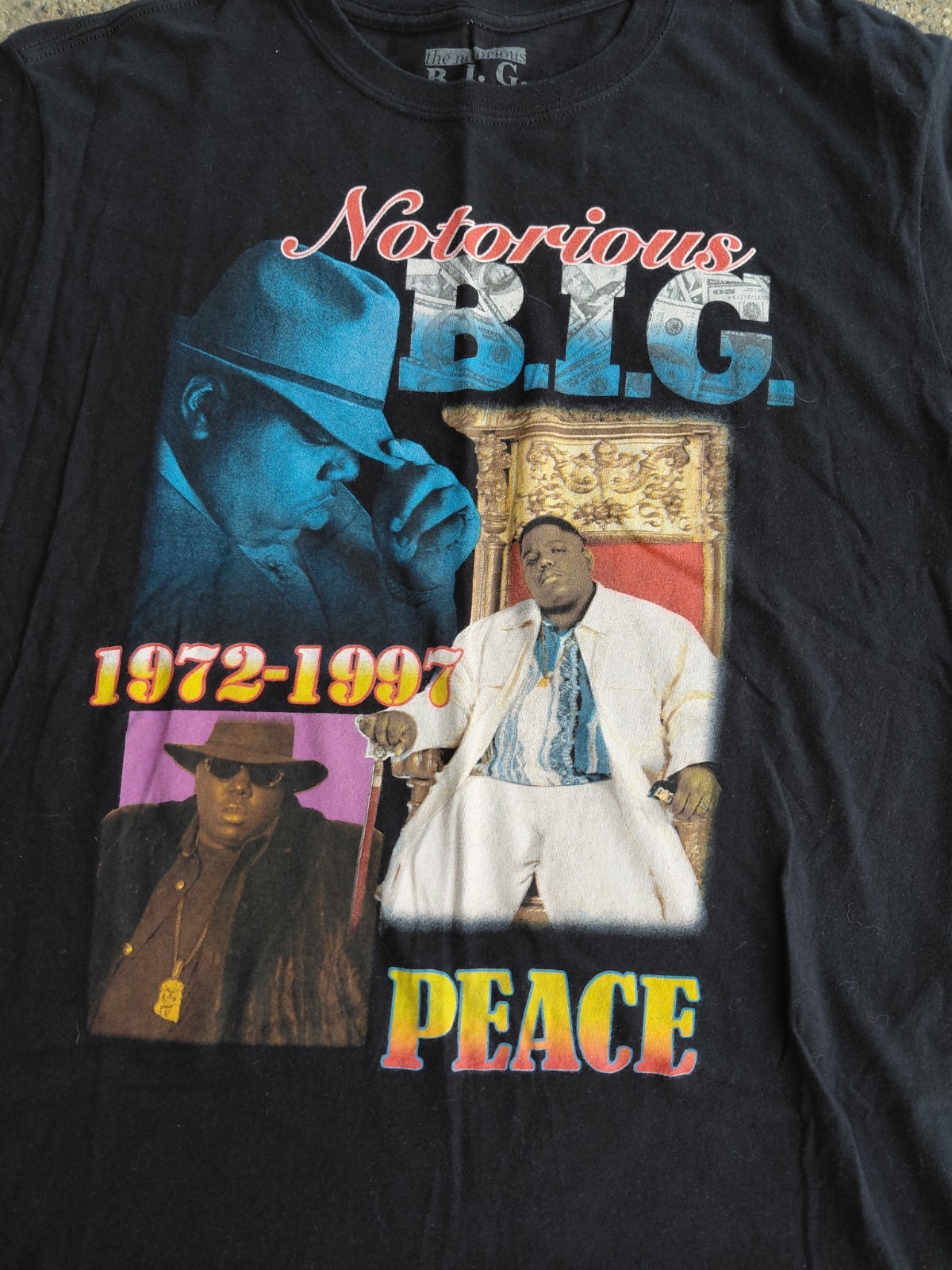 Biggie Smalls The Notorious B.I.G. Men’s T-Shirt Rest In Peace Rap Tee Large