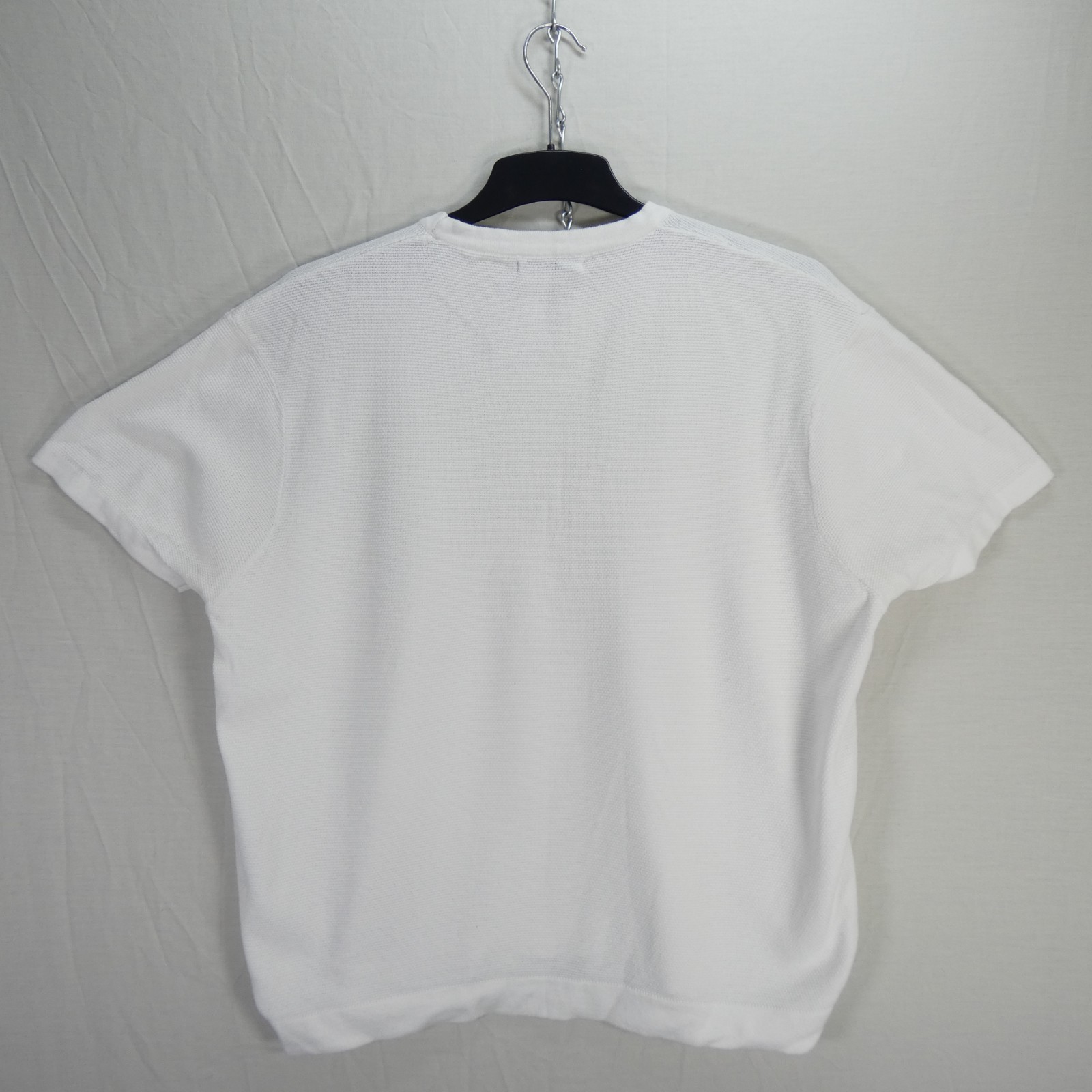 Zara Mens Knitted T Shirt White Textured Crew Neck size XL