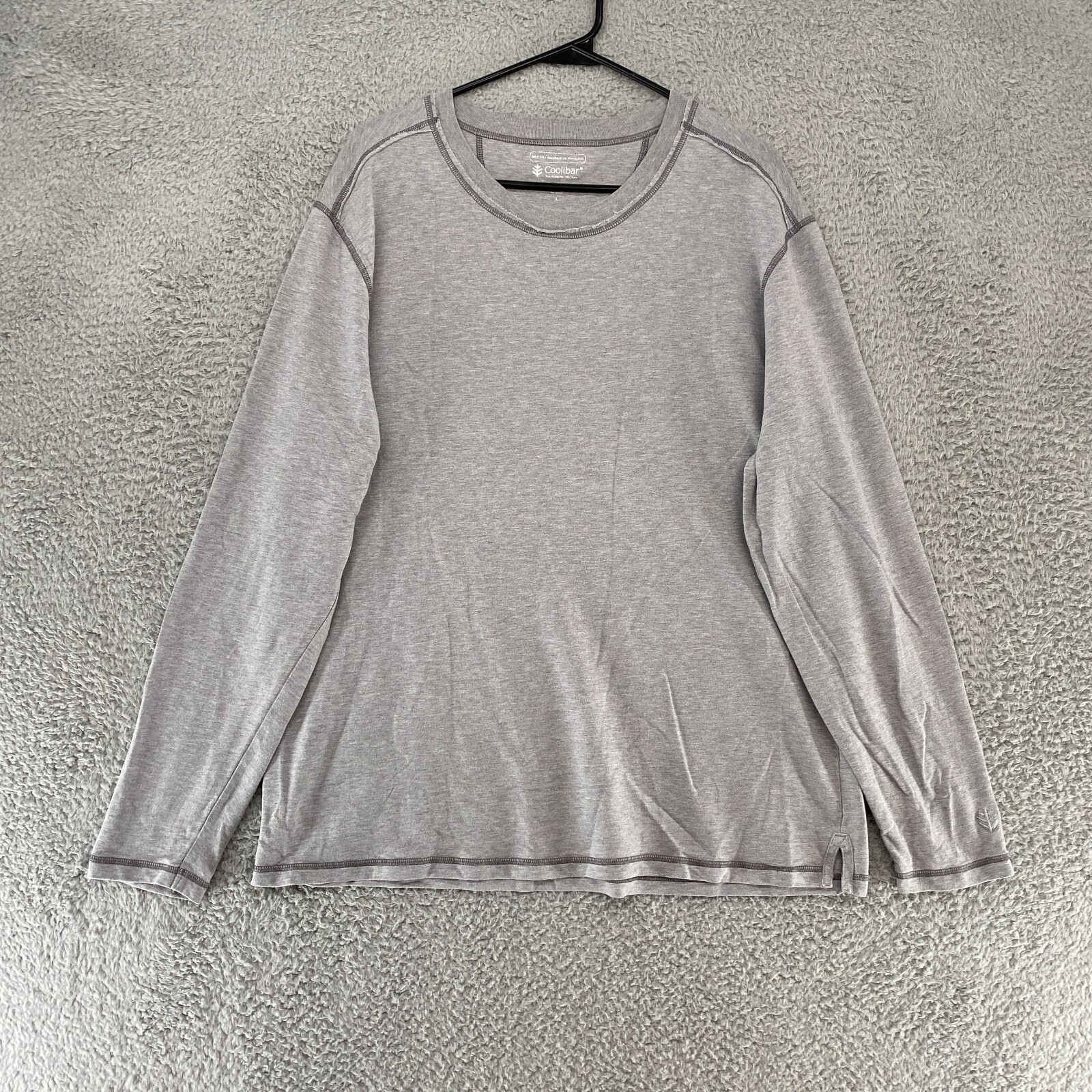 Coolibar Long Sleeve Shirt Mens Large Bamboo UPF 50 Gray Stretch Everyday