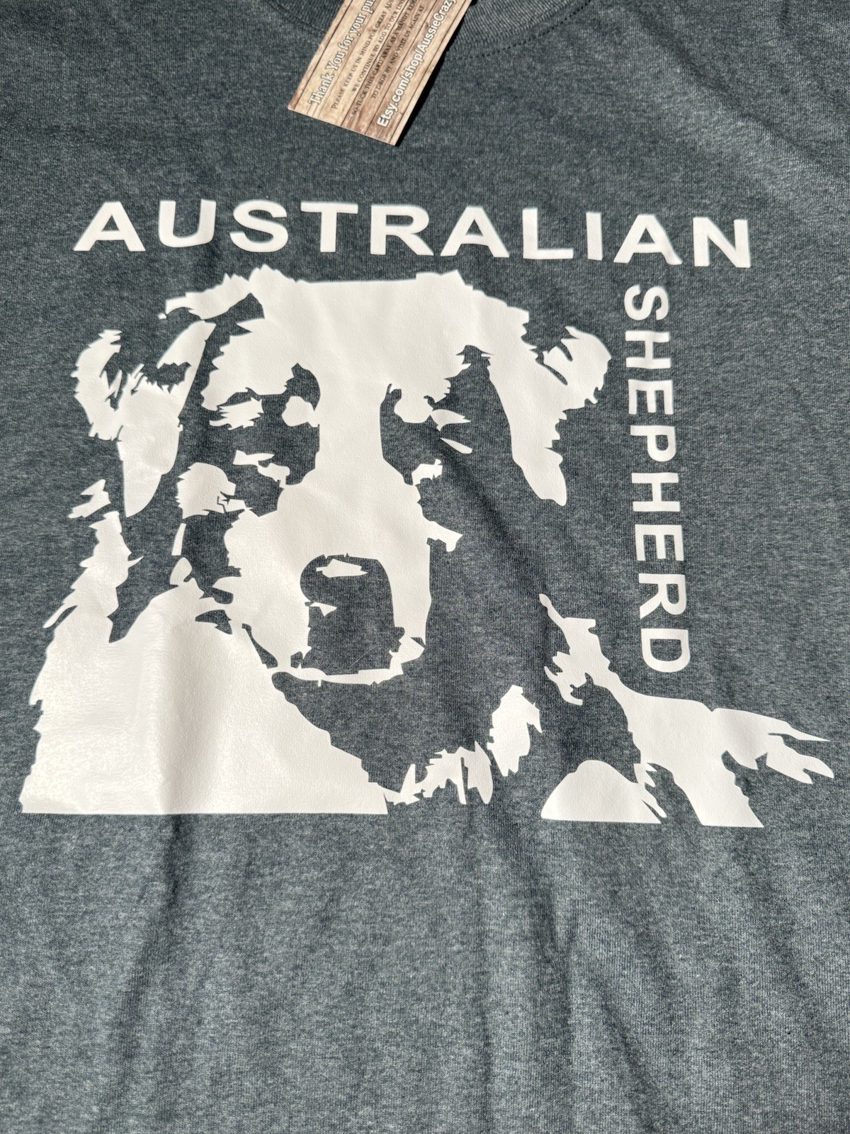 NWT Australian Sheperd Printed T Shirt Gildan Dry Blend Heather Gray Men Size XL