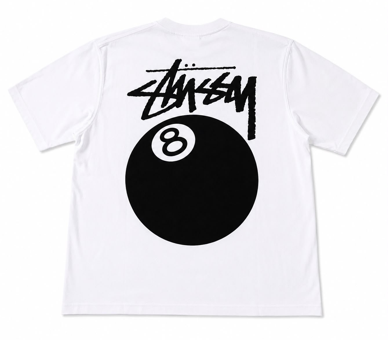 AUTHENTIC Stüssy Men’s 8 Ball Logo Graphic Double-Sided Crew Neck T-Shirt L