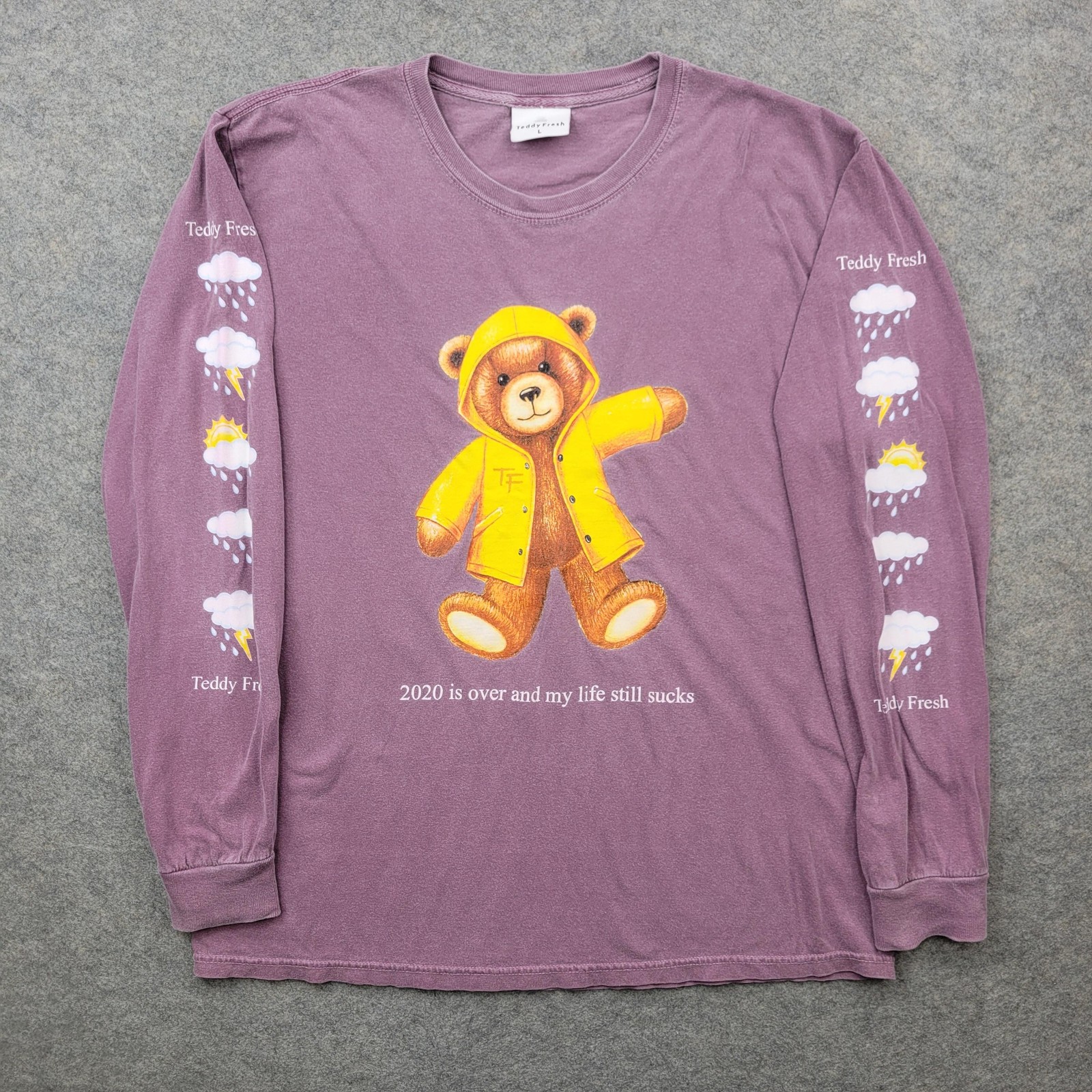 Teddy Fresh Shirt Mens Large Purple Long Sleeve Teddy Bear Graphic Tee 2020