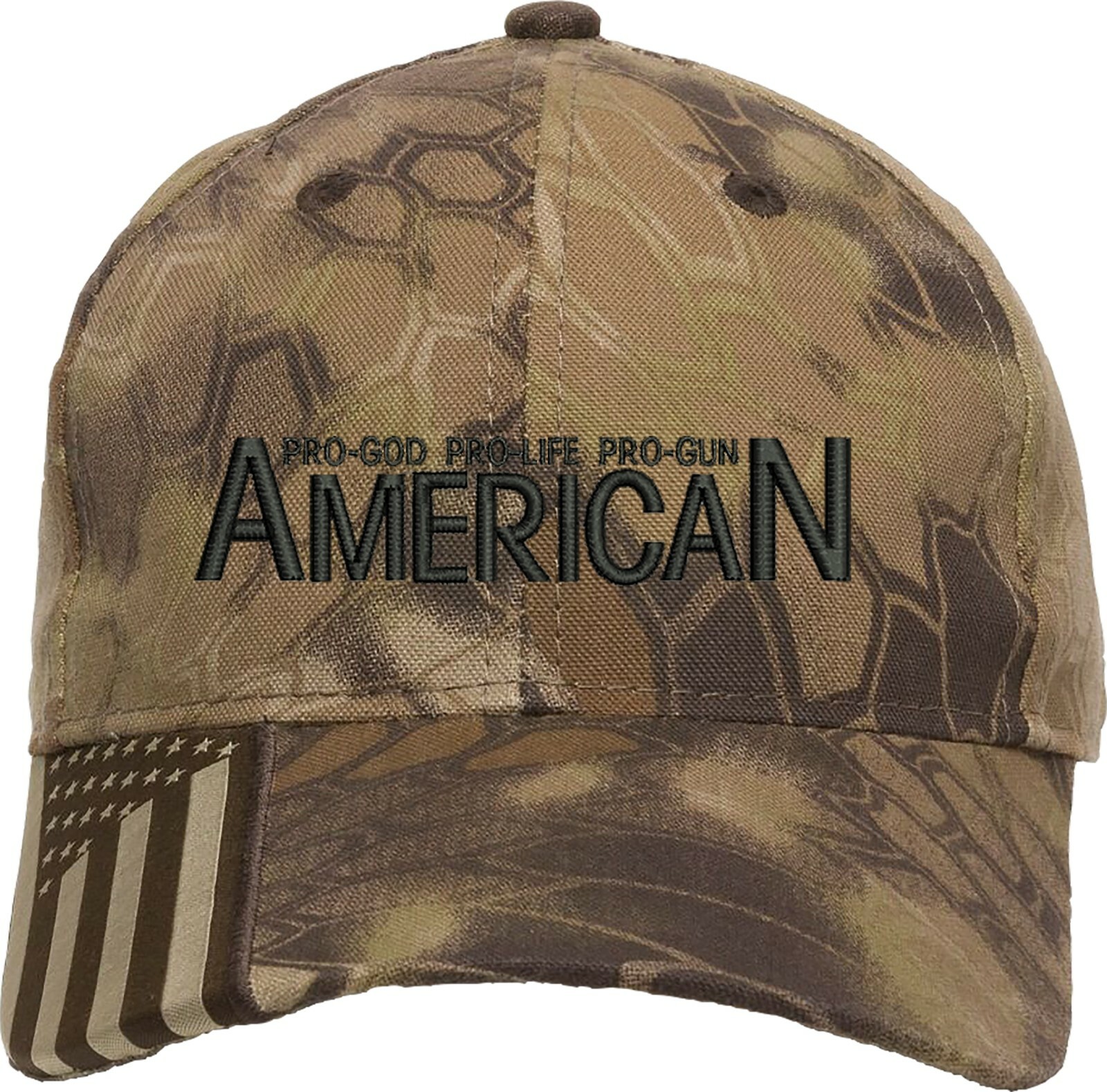 ProGod ProLife ProGun 1Col Embroidered Structured Adjustable US Flag on bill Hat