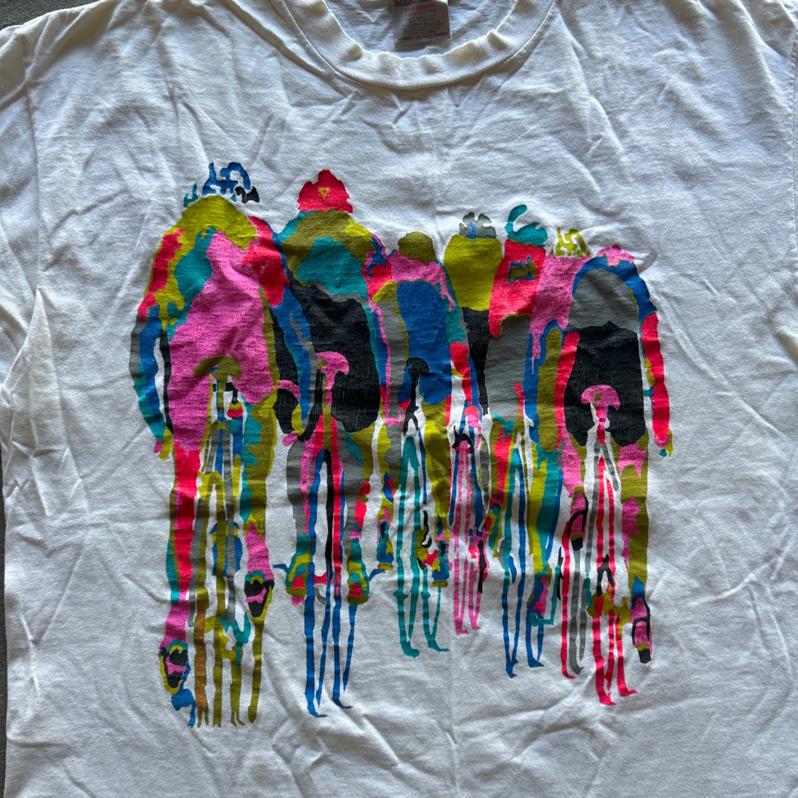 Vintage 90s Bicycle Art Shirt Size XL White Colorful 1992 Andrew Carson Bike