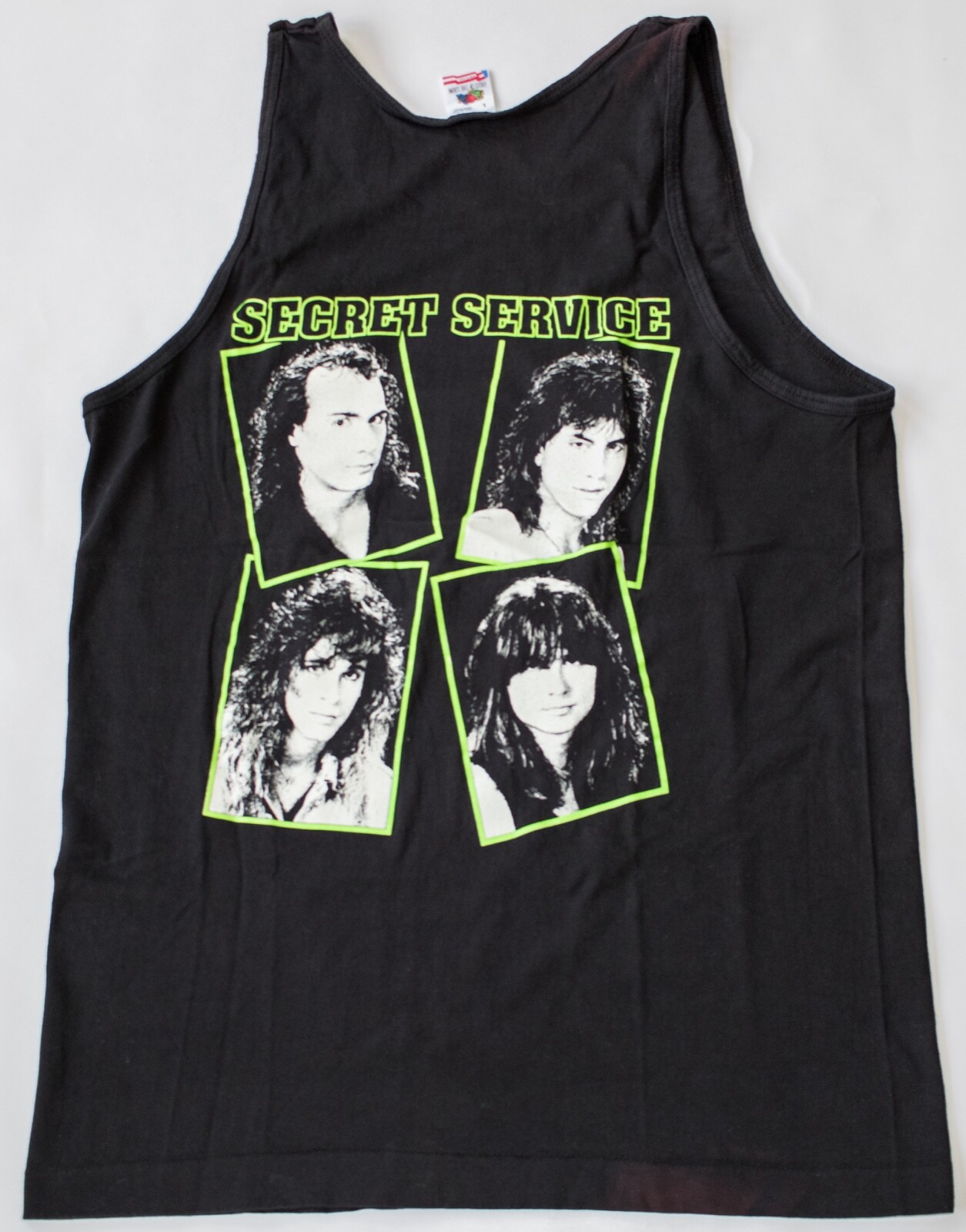 Vintage 1980s Secret Service Band USA Made Single Stitch Tank Top Black Size LRG
