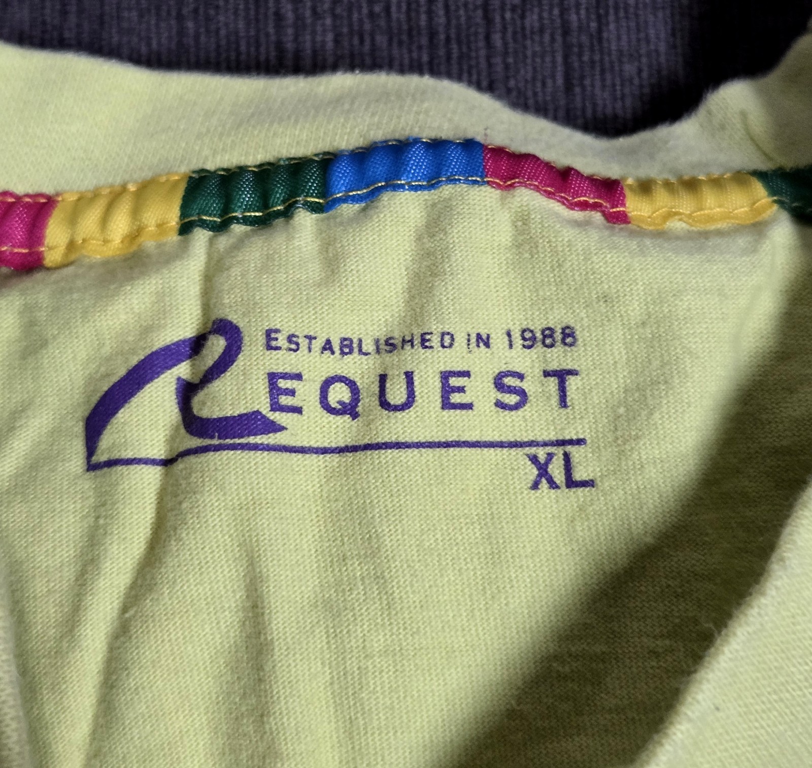 Y2K Request Brand T Shirt “robot” With Embroidered Lettering Yellow/green XL