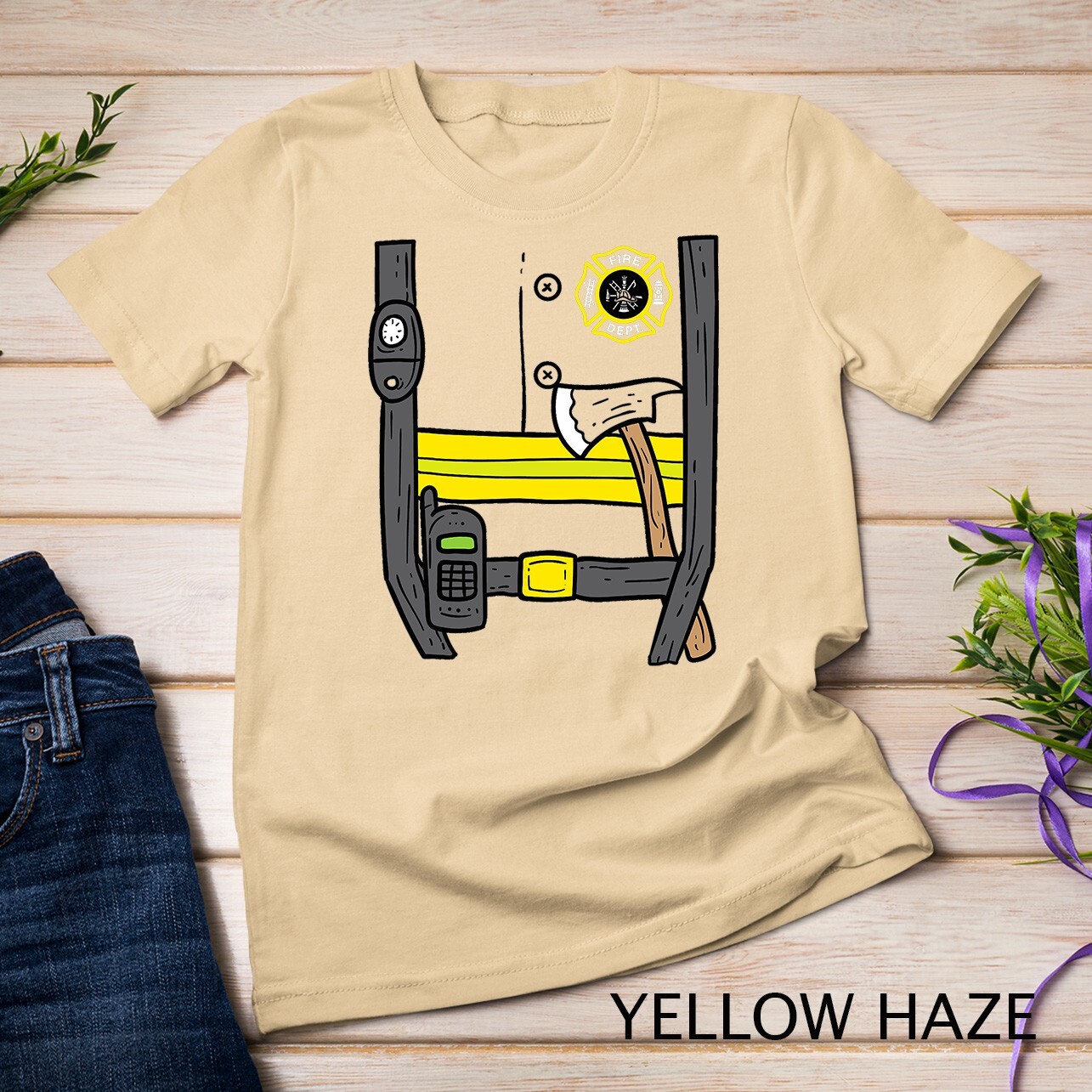 Firefighter Fireman Easy Lazy DIY Halloween Costume Boys T-Shirt Unisex T-shirt