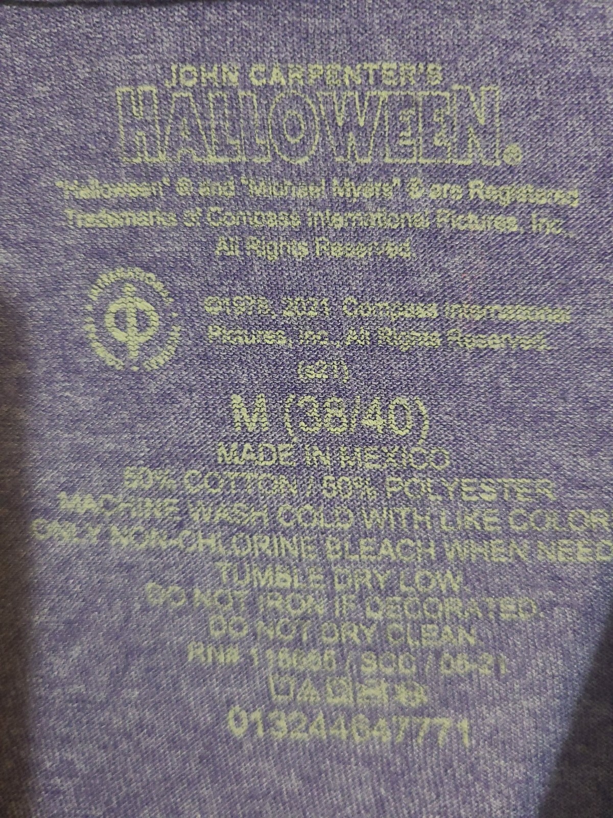 Halloween Michael Myers Medium Mens Purple Graphic Logo Short Sleeve Tshirt