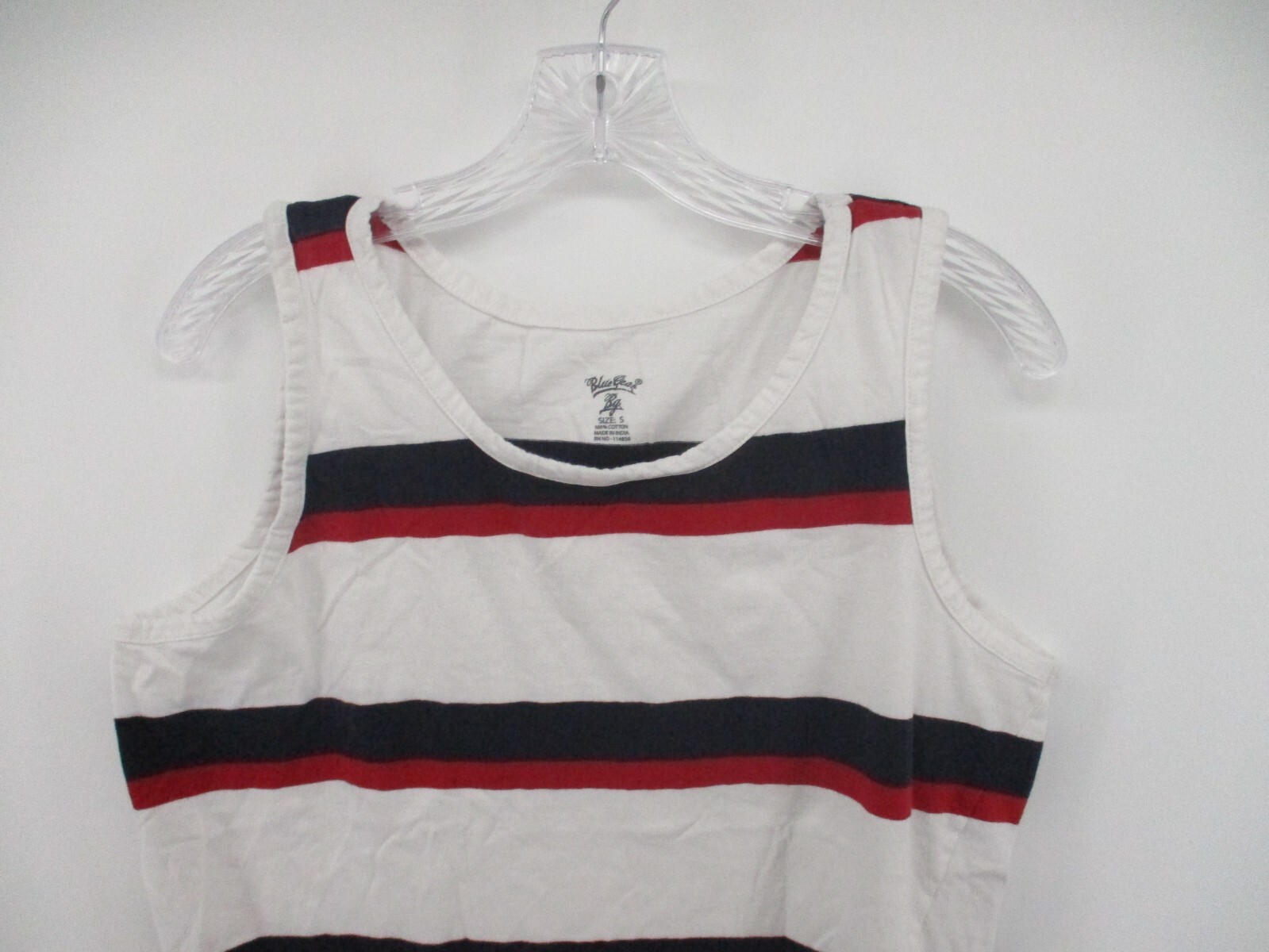 Blue Gear Small Sleeveless Scoop Neck Striped Tank 100% Cotton