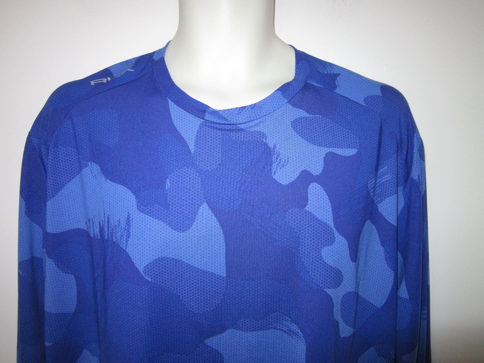RLX RALPH LAUREN Performance Tee T-Shirt Long Sleeve Camo Blue Sz XL $138
