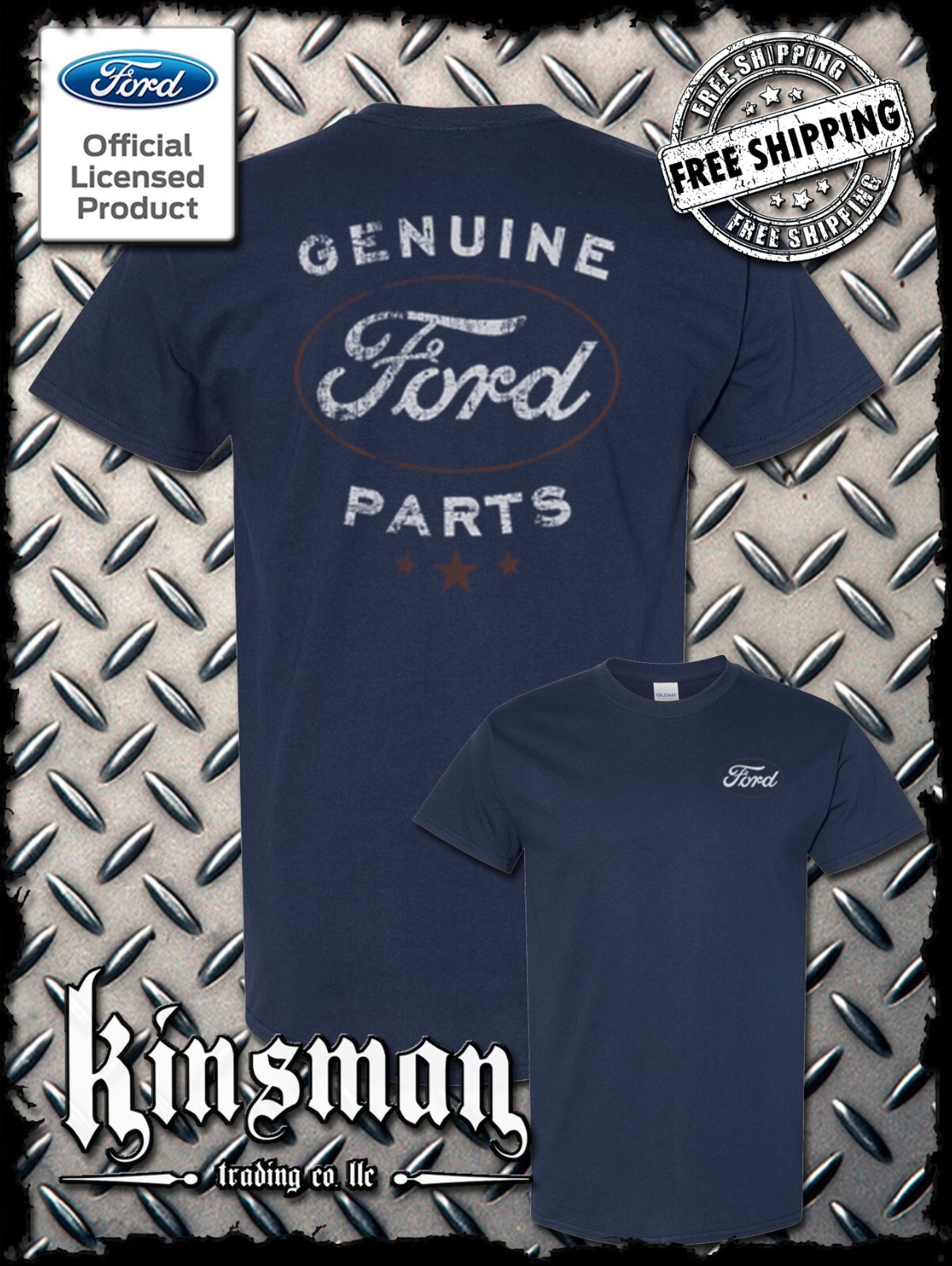 Ford Genuine Parts Retro / Vintage Logo T-Shirt -Mustang F-150 Official Licensed