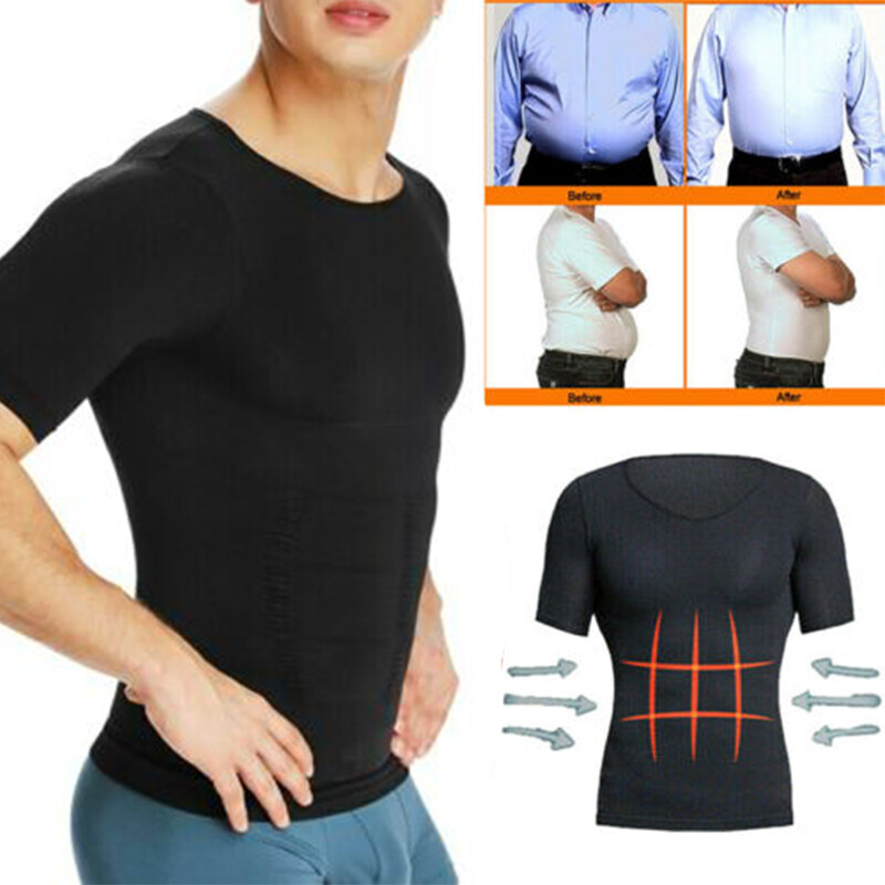Men Body Slimming Tummy Shaper Underwear shapewear Waist Girdle T-Shirt Vest US