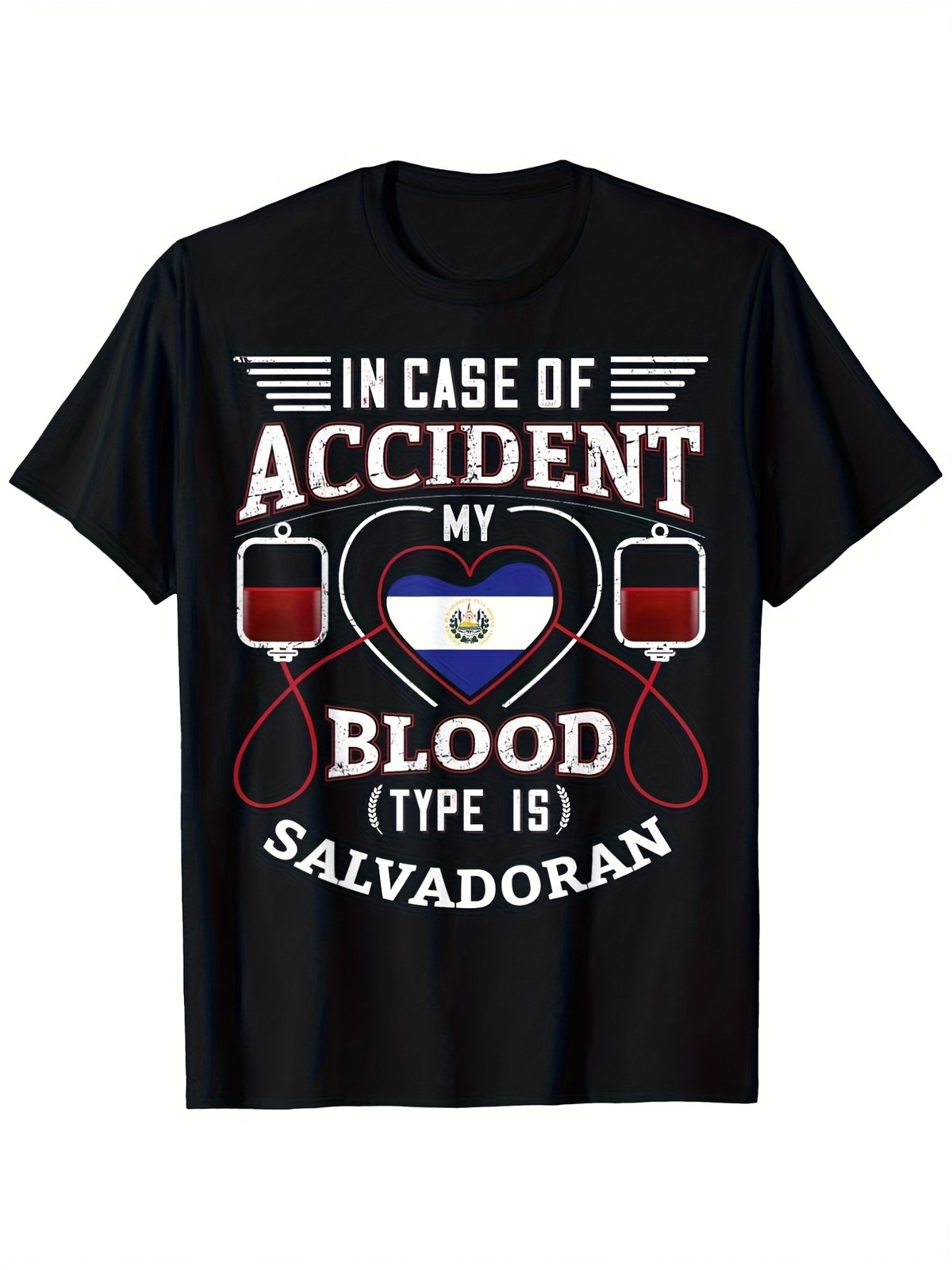 El Salvador Flag Souvenir T-Shirt Loose Fit Machine Washable Tee with Patriot
