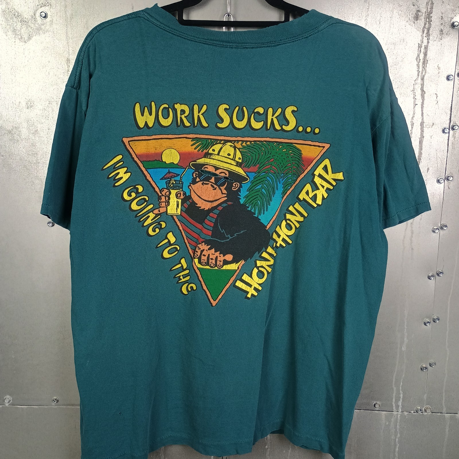 Honi Honi Deep Creek Maryland Vintage 90s Distressed Monkey Shirt Medium Faded