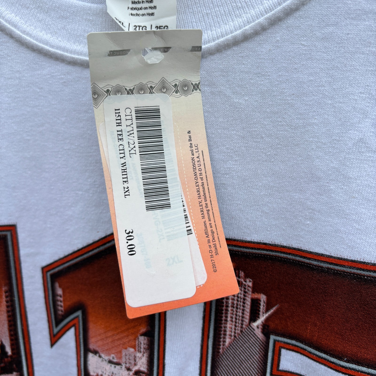 Harley-Davidson Men’s 2XL White 115th Anniversary T-Shirt Oconomowoc, WI