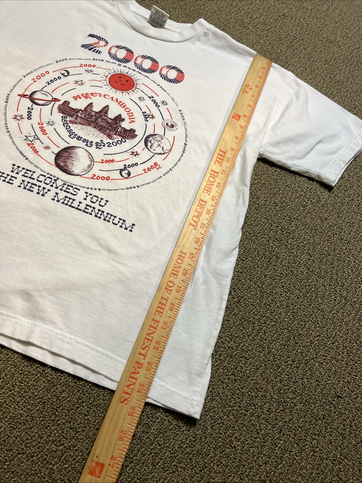 Rare VTG Cambodia Welcome You To The New Millennium Travel Tee Shirt 2000 M