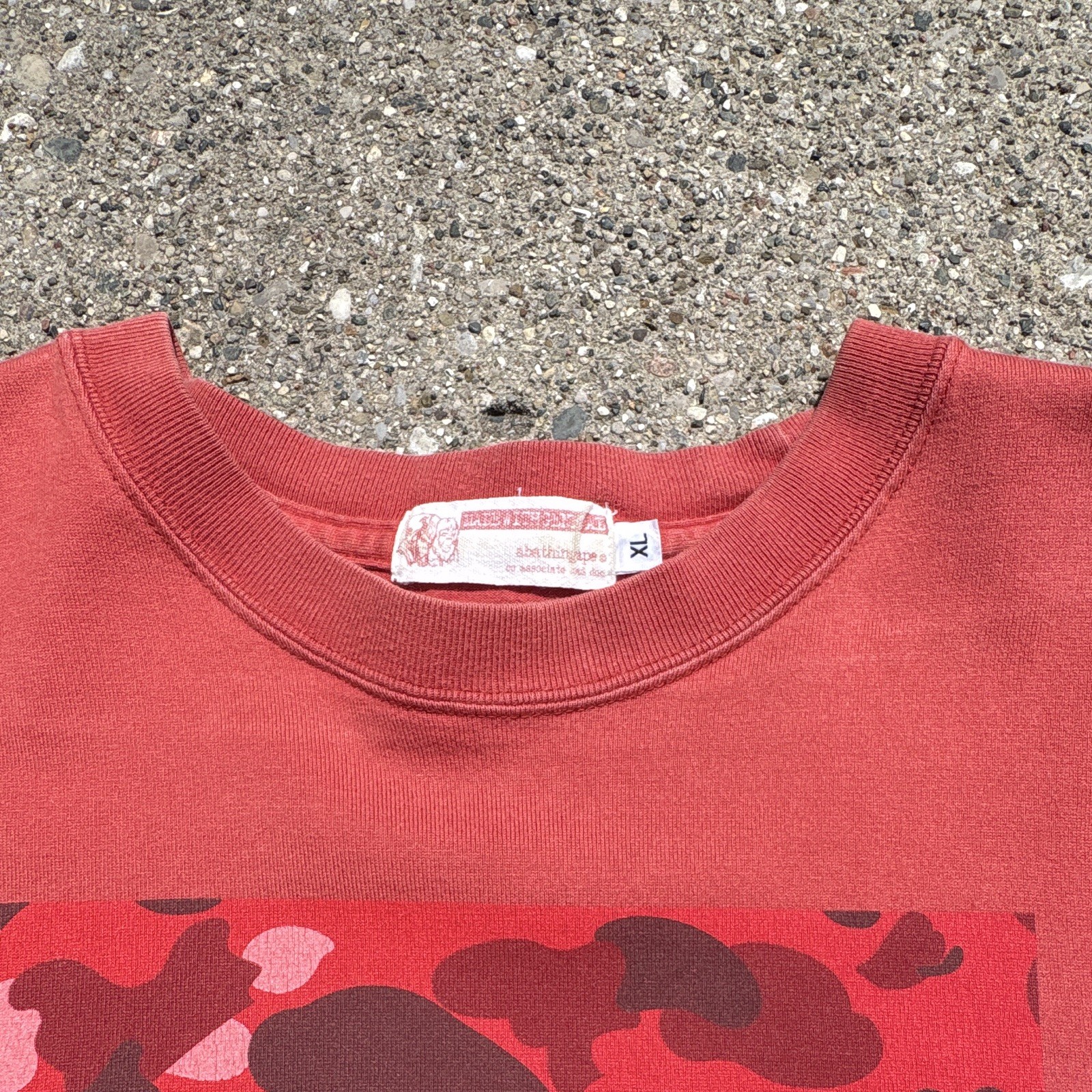 A Bathing Ape BAPE Men’s Red Camo Logo Short Sleeve Crew Neck T-Shirt XL