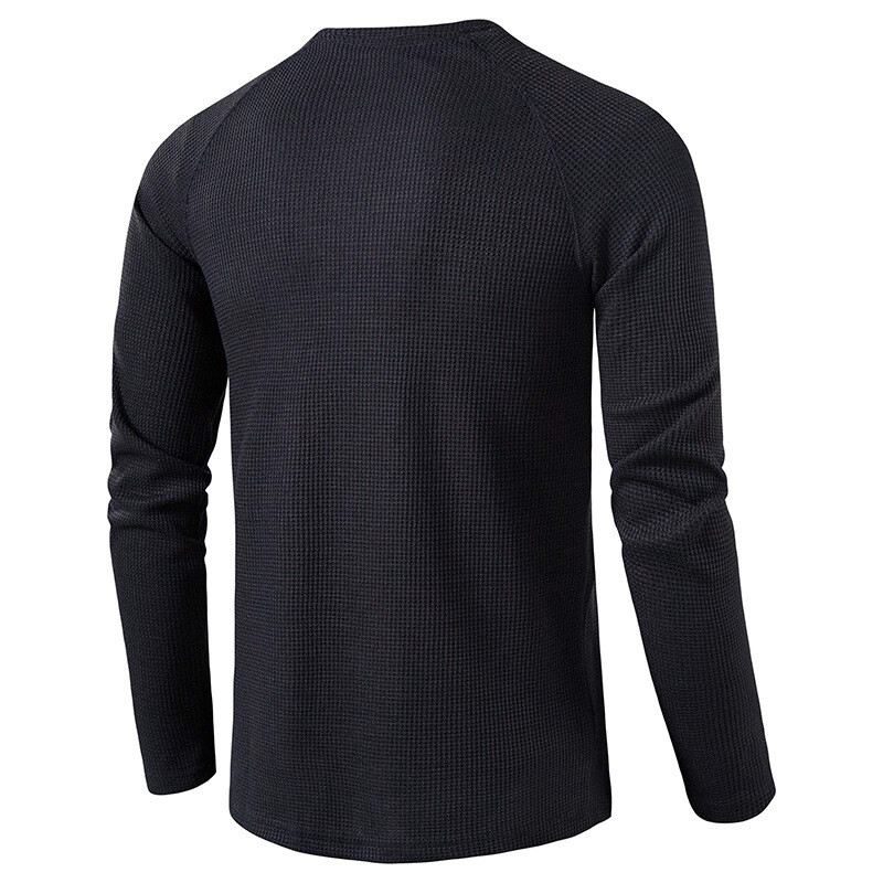 Mens Casual Henley T-shirt Solid Slim Fit Button Pullover Long Sleeve Tops Tunic