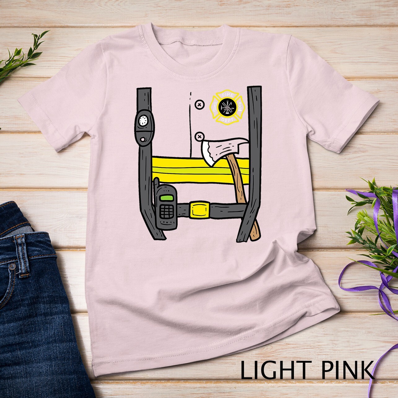 Firefighter Fireman Easy Lazy DIY Halloween Costume Boys T-Shirt Unisex T-shirt