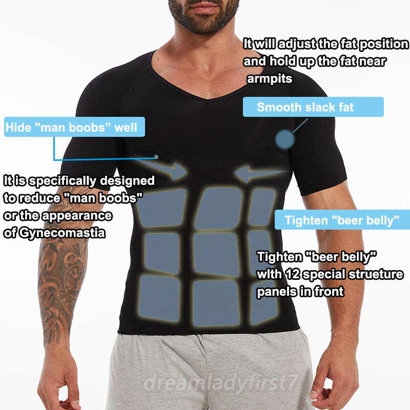 Men Slimming Body Compression Vest T-Shirt Firm Tummy Control Body Shaper Tops