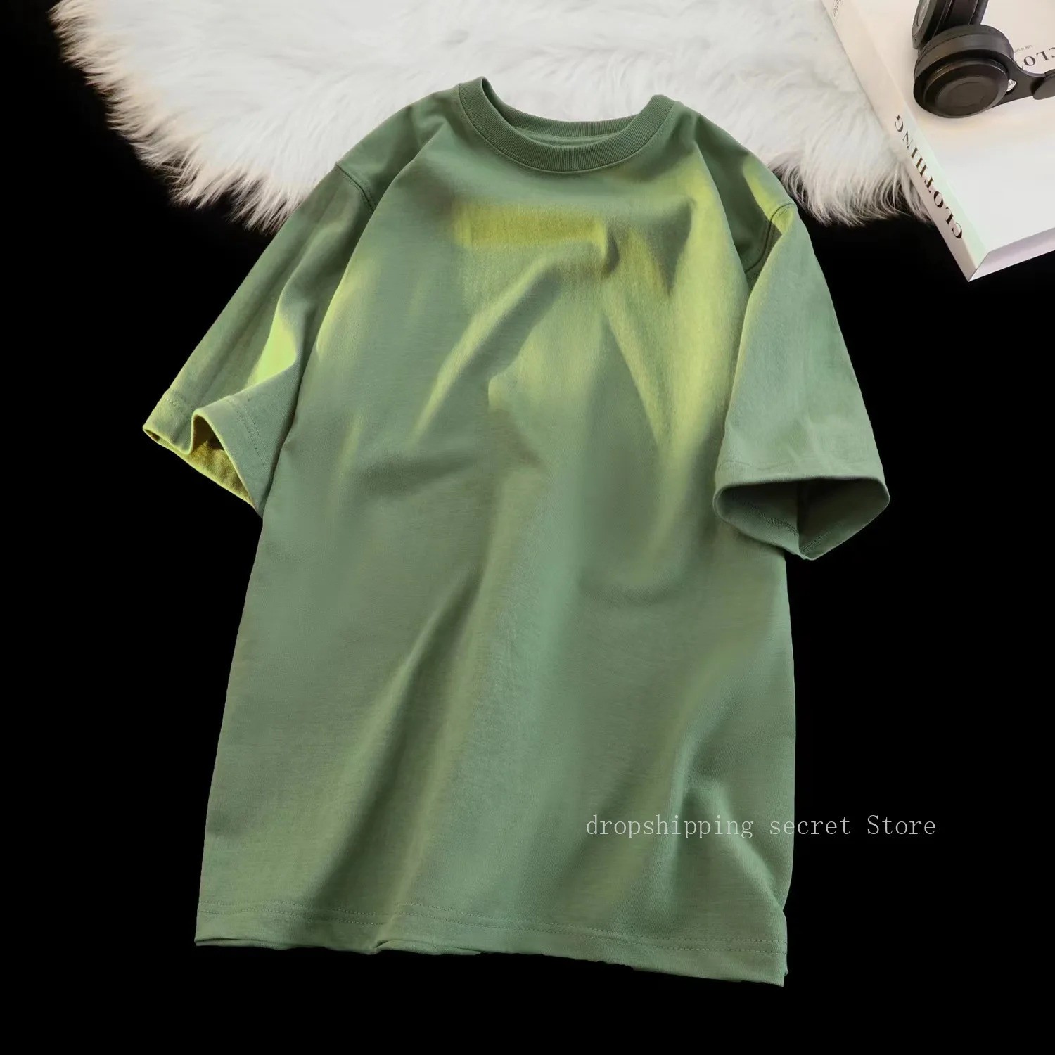 Premium 400g Heavy Cotton Short-Sleeved Loose Fit Solid Color T-shirt For Summer