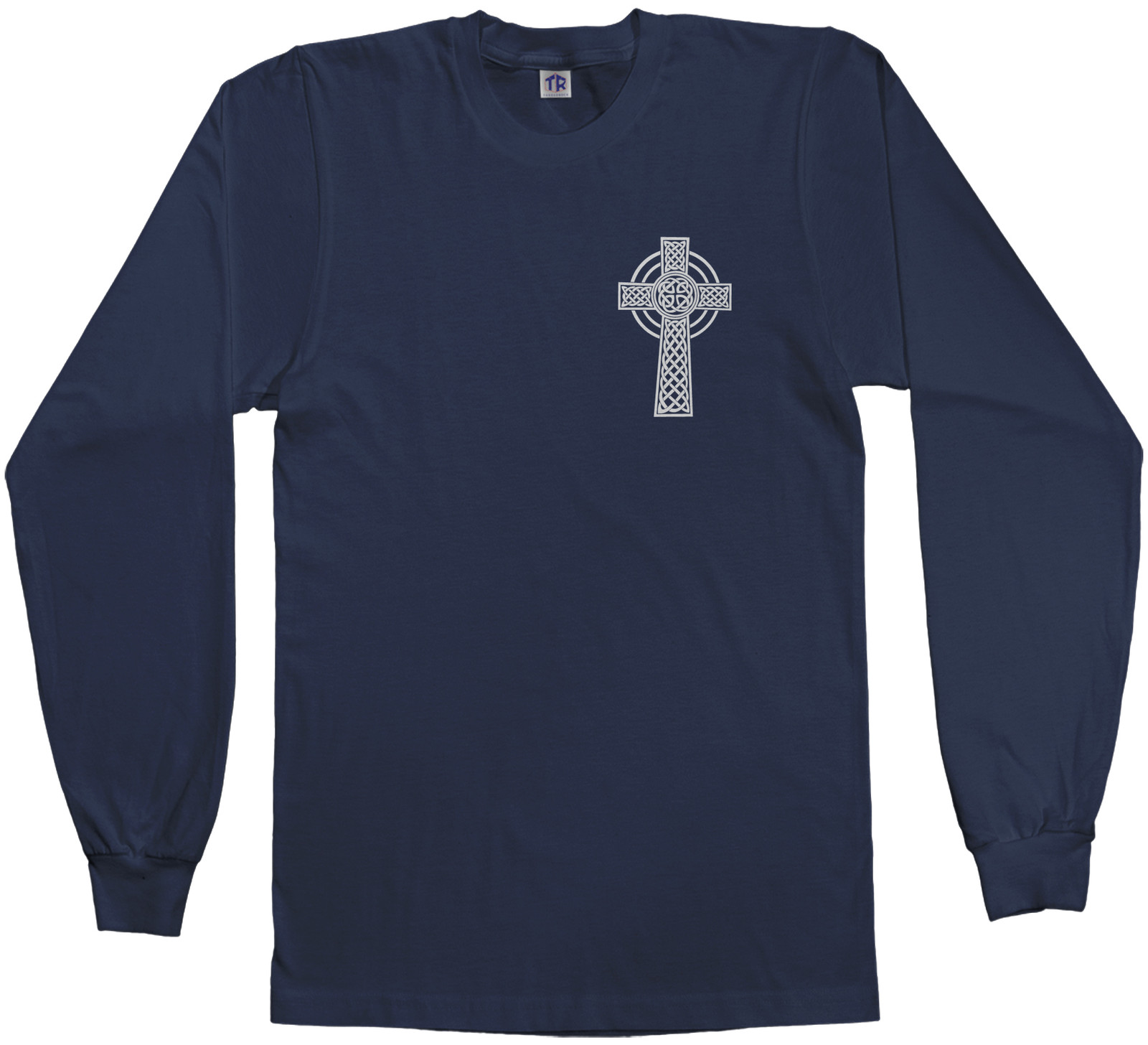Threadrock Men’s Celtic Cross Chest Design Long Sleeve T-shirt Irish Religious
