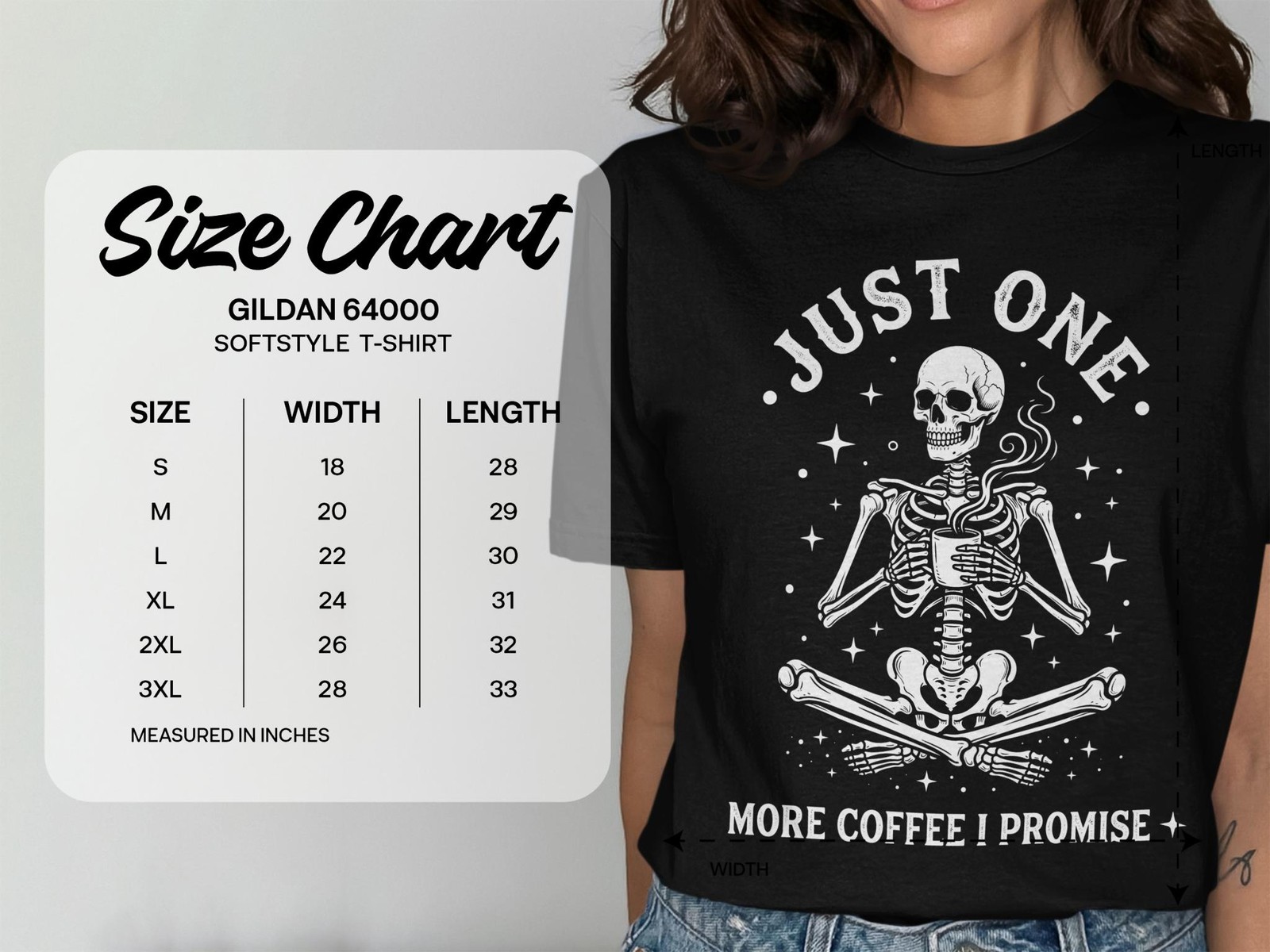 Just One More Coffee I Promise T-Shirt, Funny Skeleton Coffee Lover Tee, Spooky