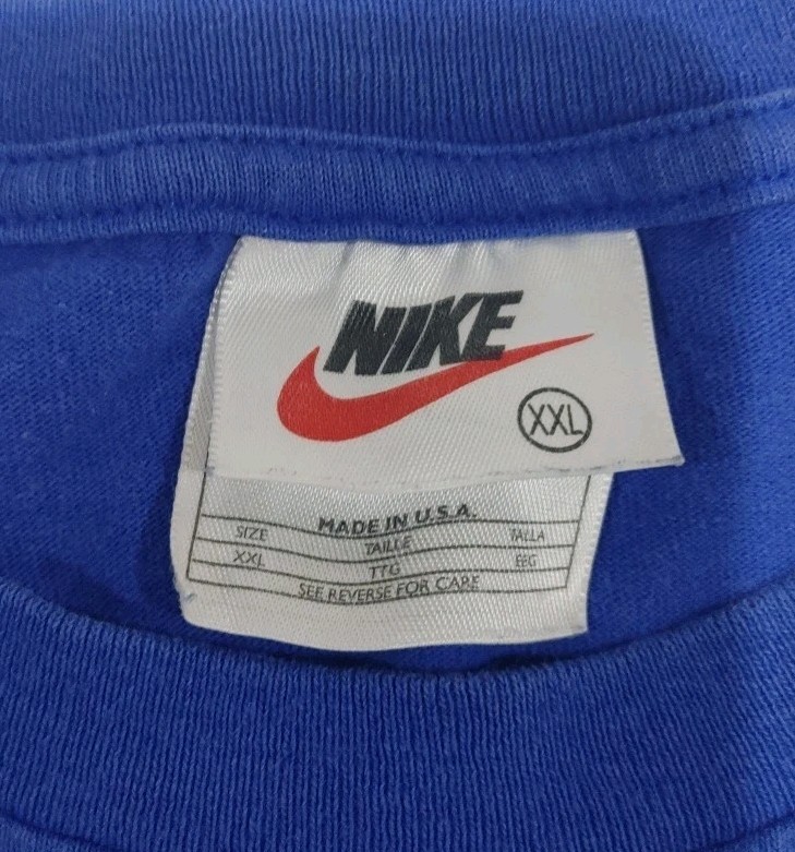 Vintage Nike Basketball Shirt Blue Graphic Sketch Art Made USA 90s Adult XXL 2XL